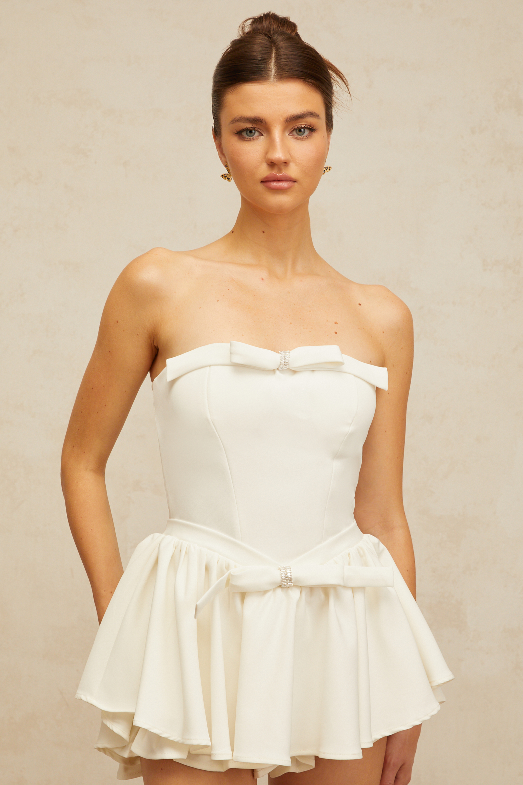 Ariel white bowknot corset mini dress (Final Sale-US Only)