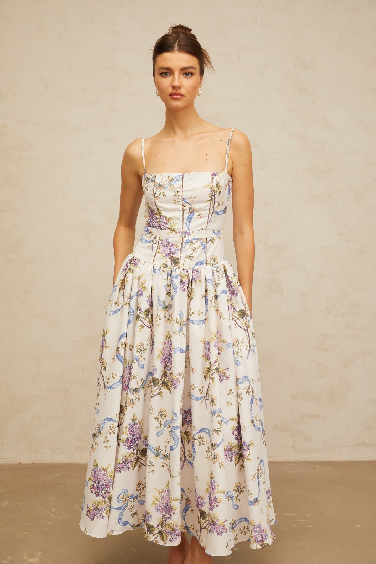 Fleur floral-print midi dress in White (Final Sale-US Only)