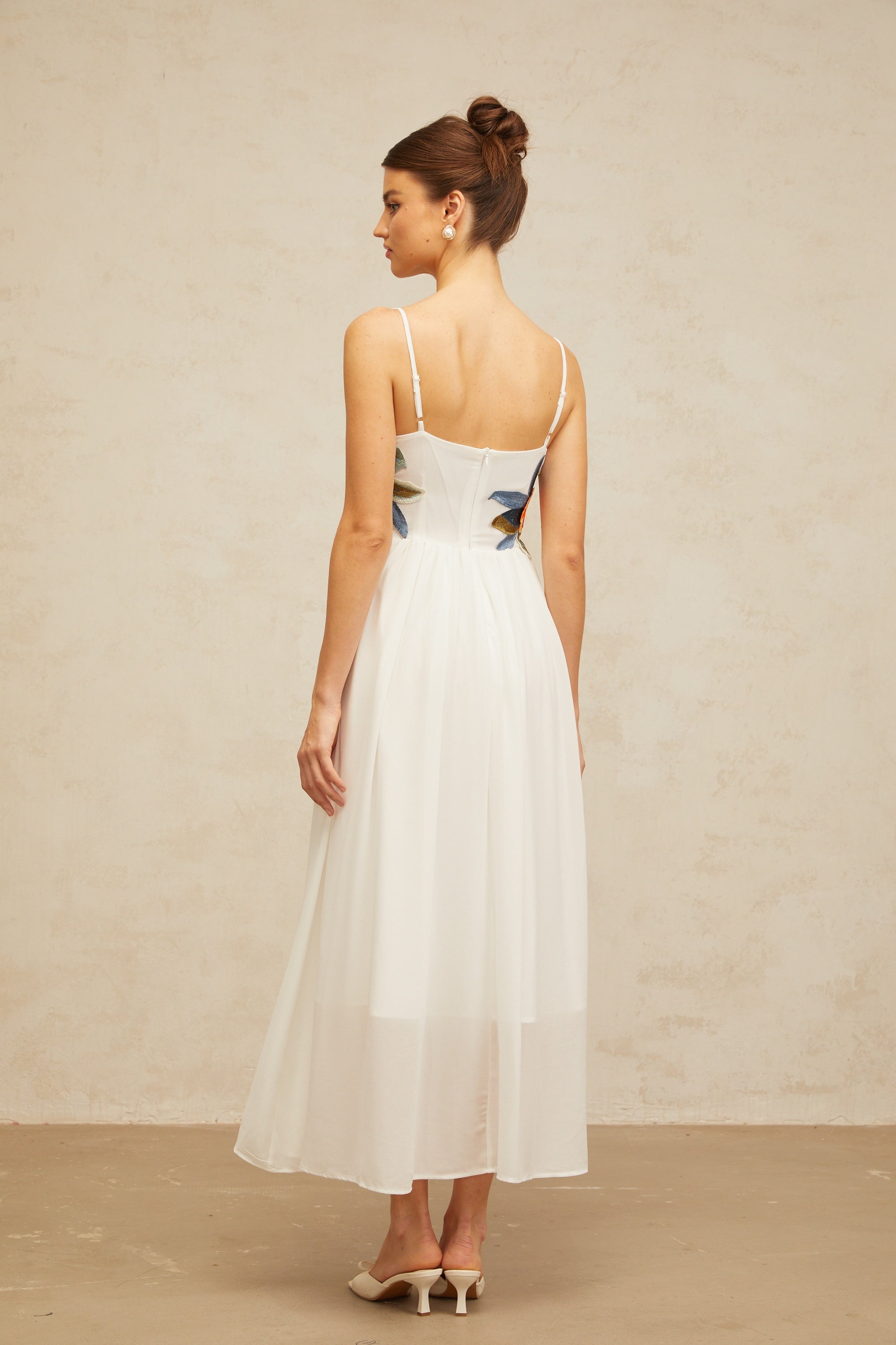 Josette floral-embroidered shirred maxi dress in White (Final Sale-US Only)