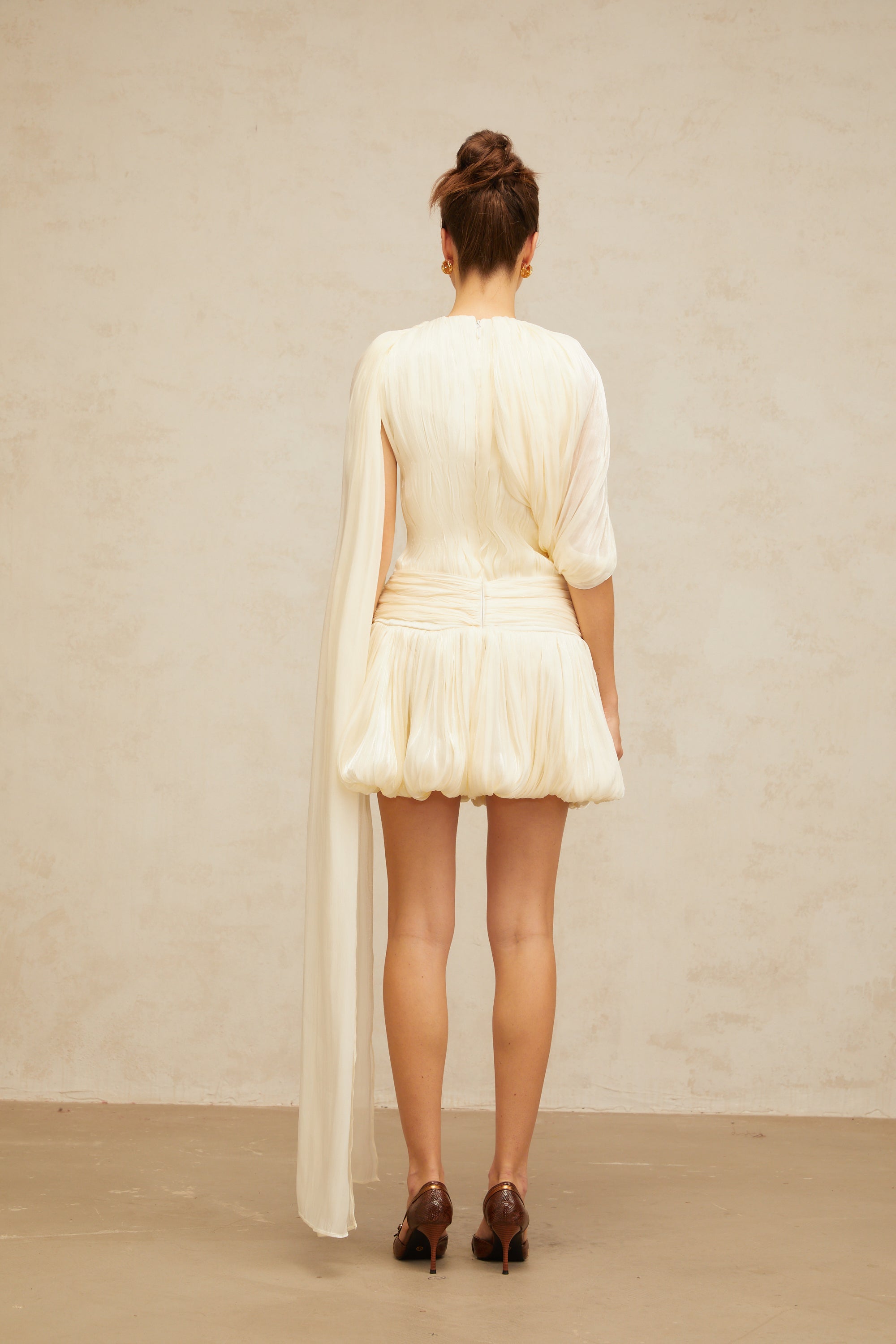 Cyrielle Pleated Mini Dress with Ribbon Design Accent (Final Sale-US Only)