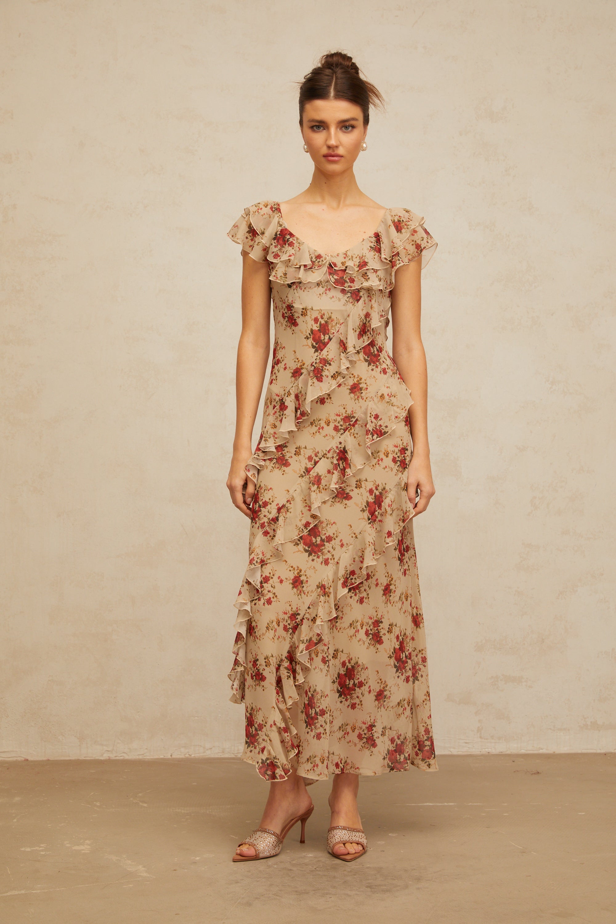Déotille ruffled floral-print flared maxi dress