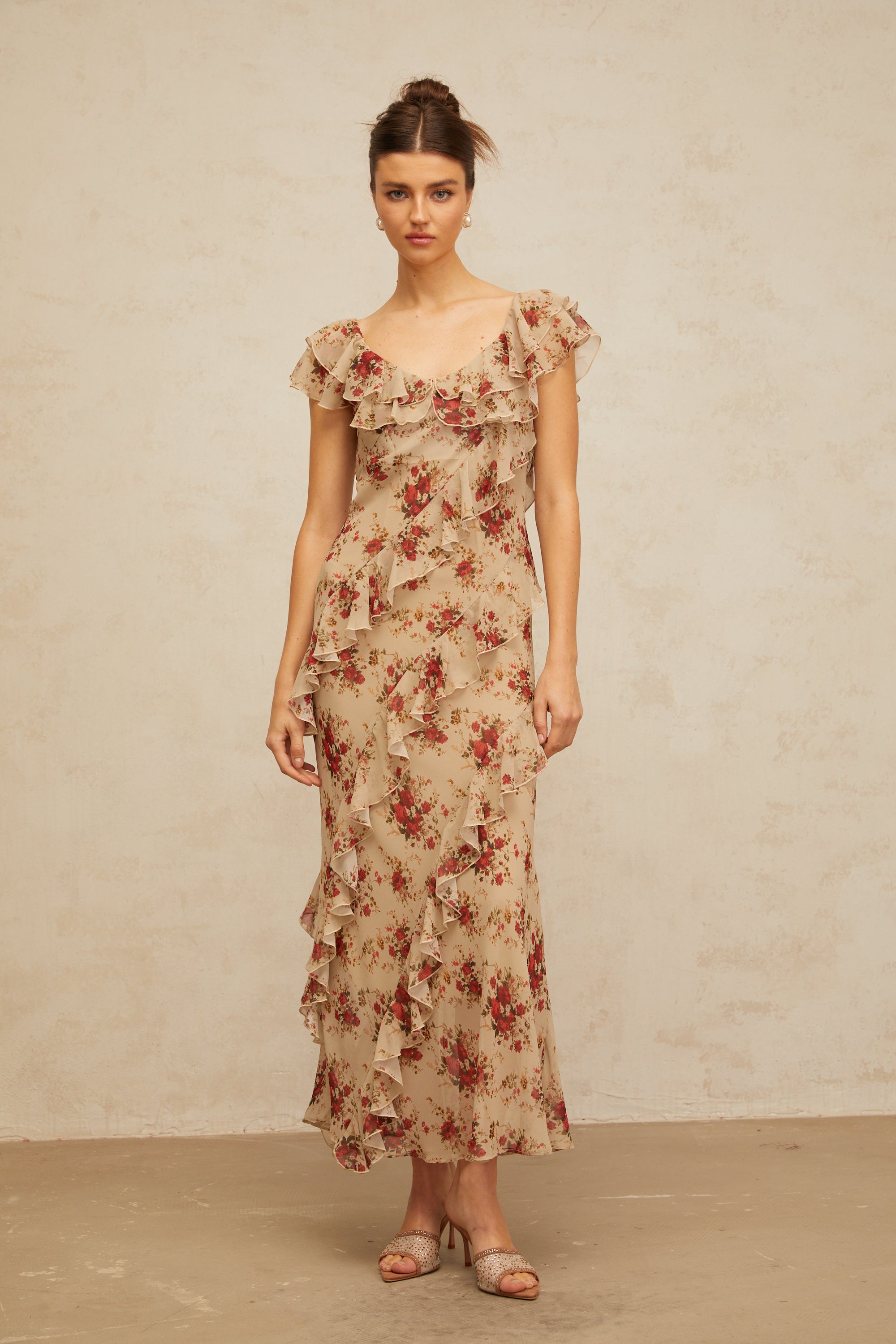 Déotille ruffled floral-print flared maxi dress