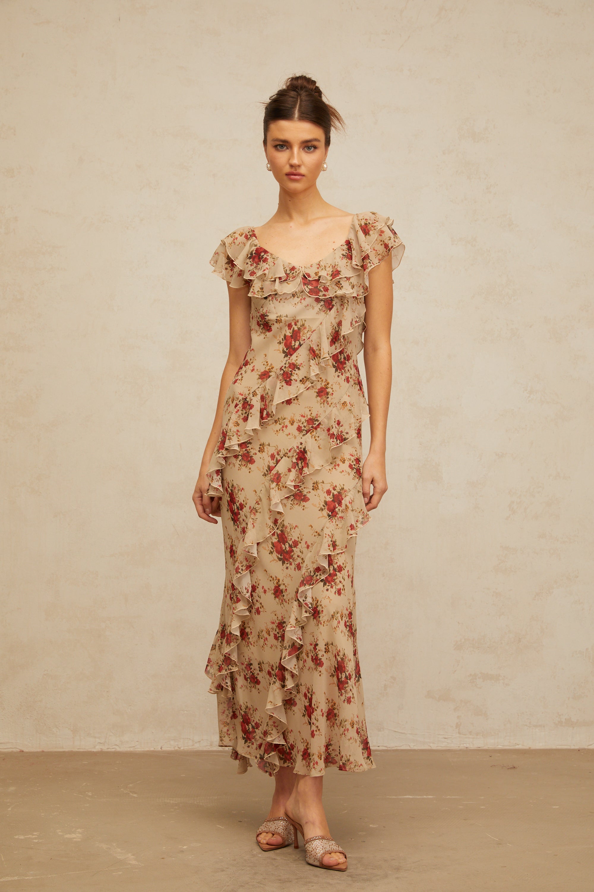 Déotille ruffled floral-print flared maxi dress