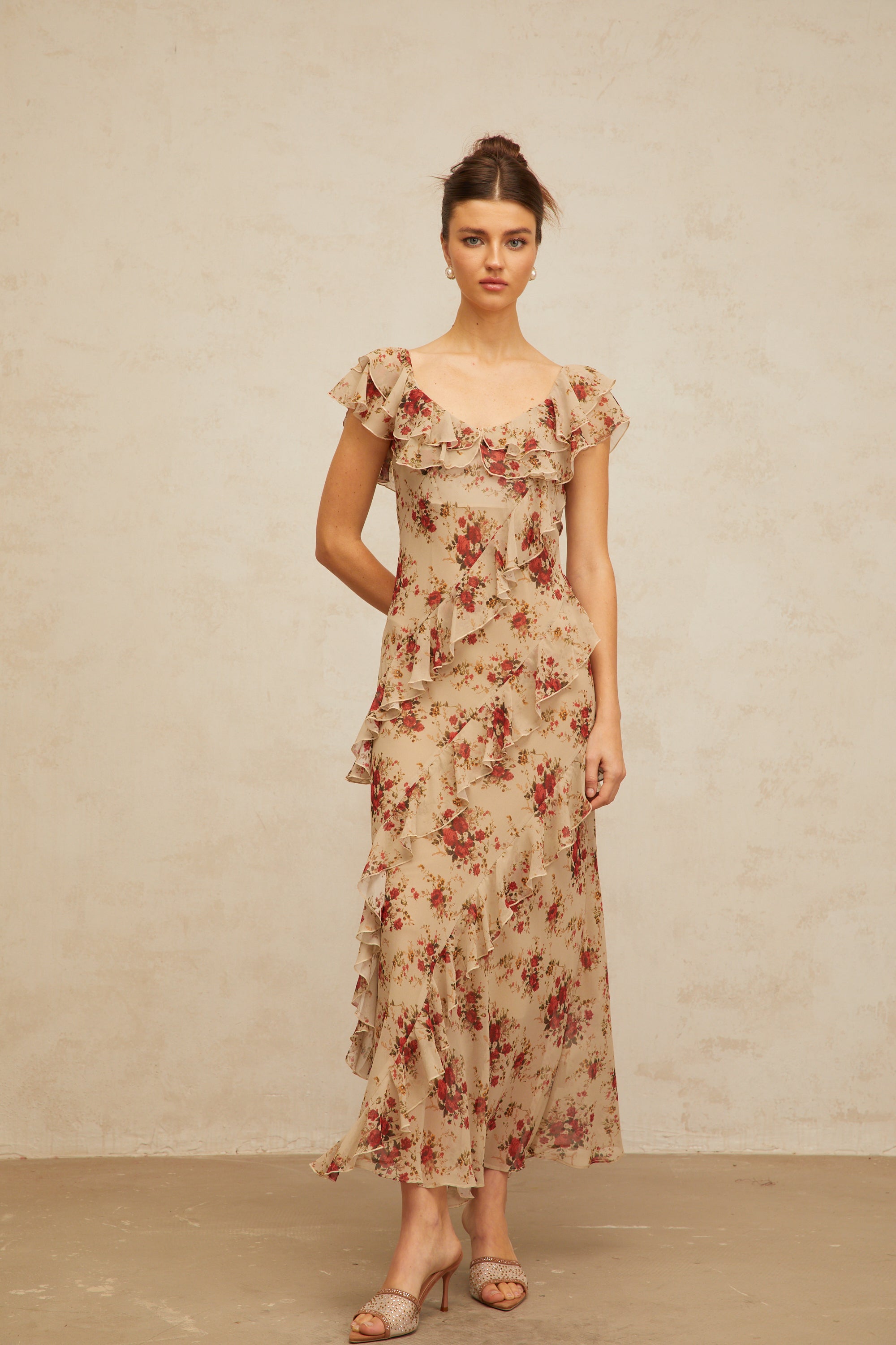 Déotille ruffled floral-print flared maxi dress