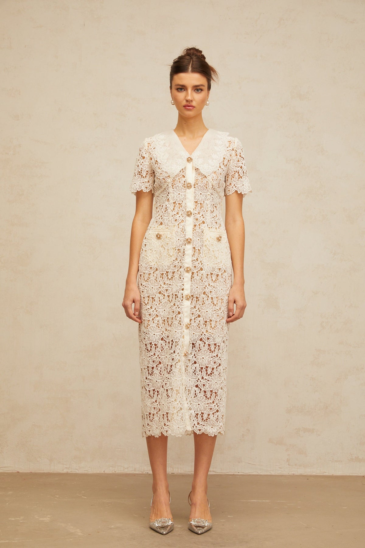 Sophie off-white corded-lace midi dress (Final Sale-US Only)