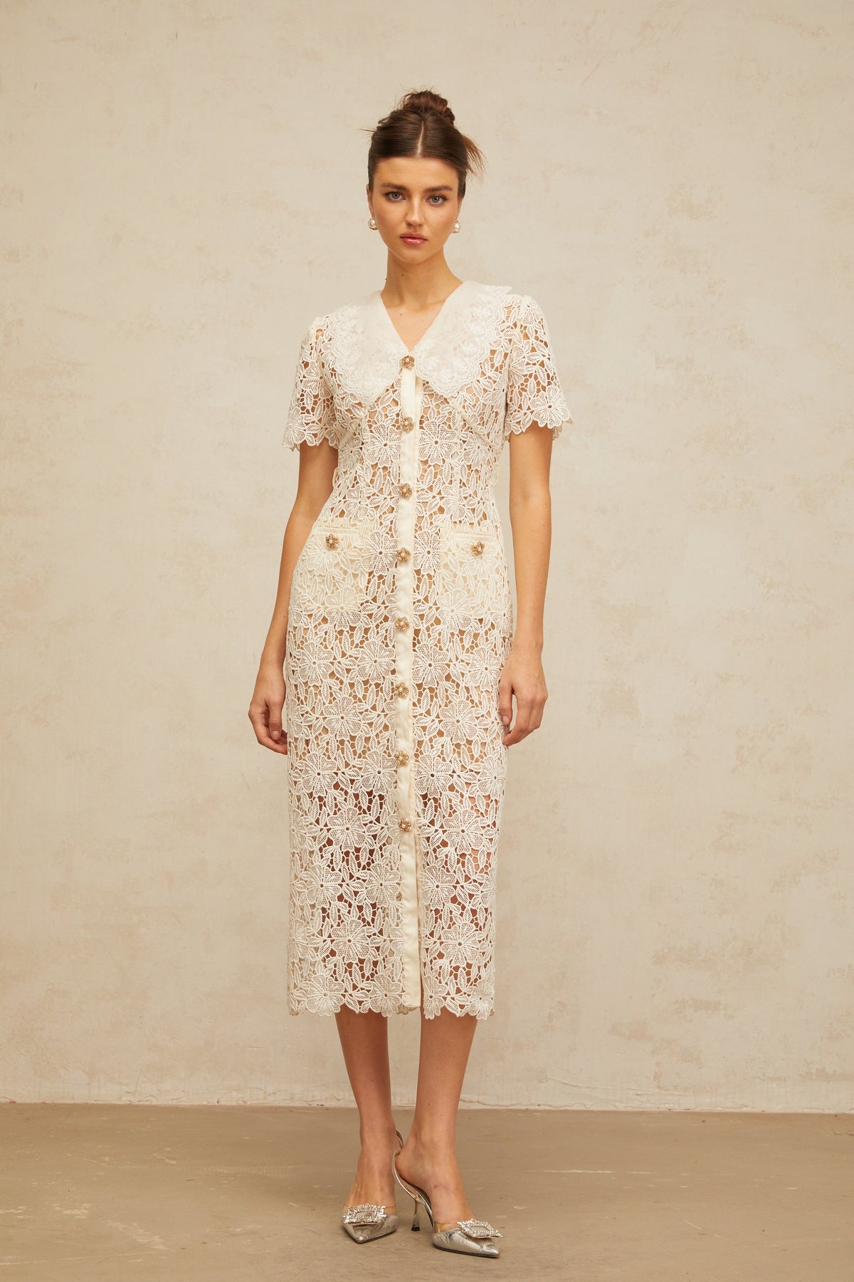 Sophie off-white corded-lace midi dress (Final Sale-US Only)