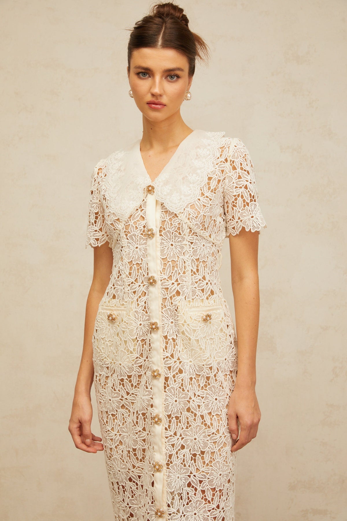 Sophie off-white corded-lace midi dress (Final Sale-US Only)