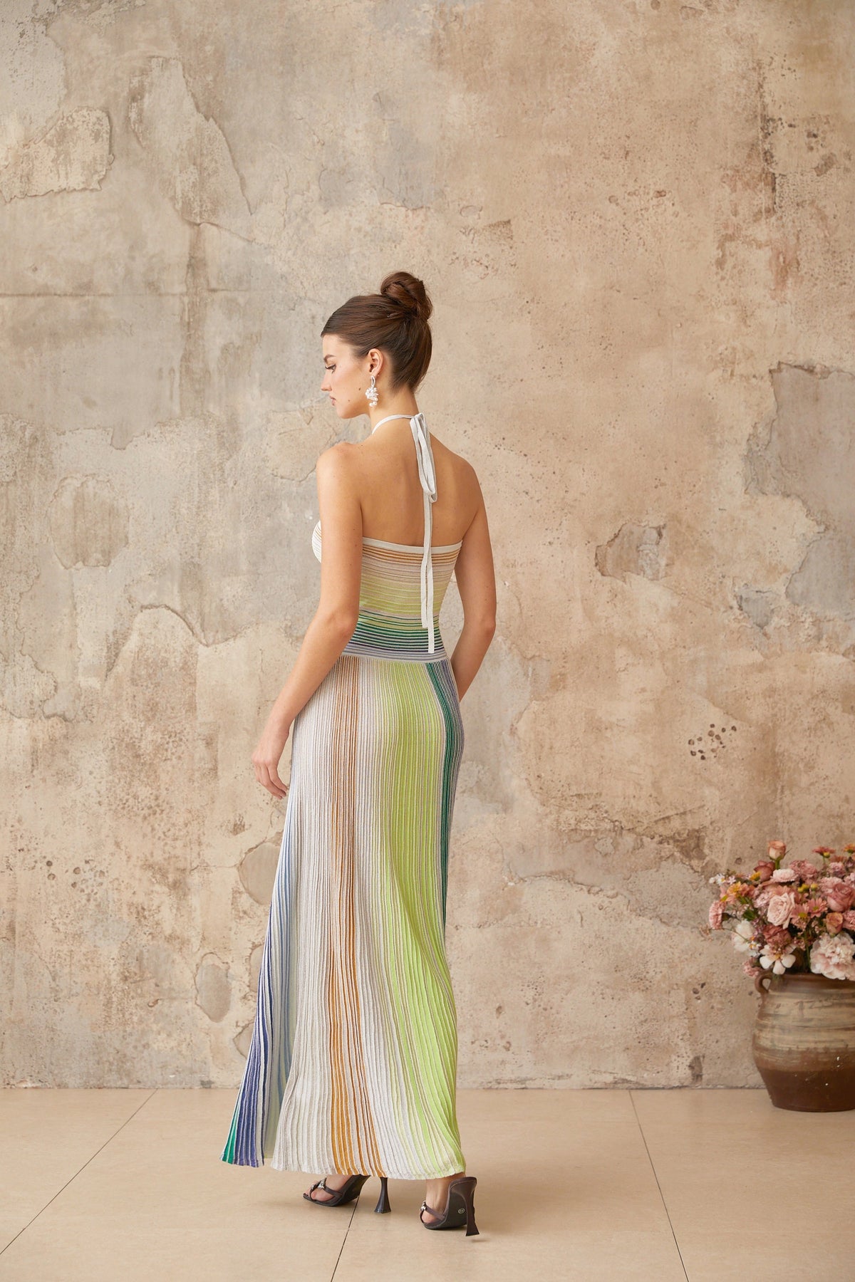 Serelith Metallic Knit Backless Maxi Dress (Final Sale-US Only)