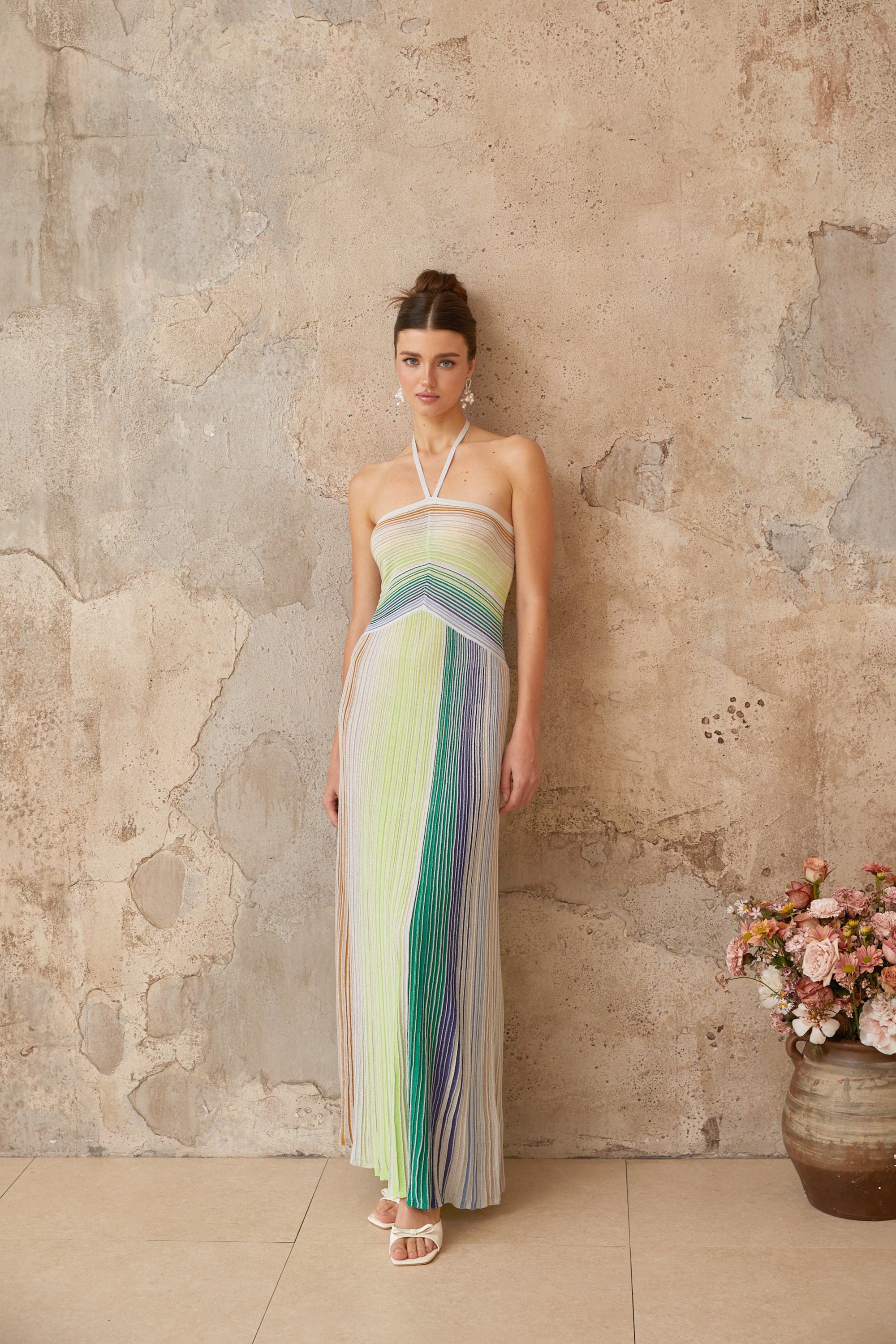 Serelith Metallic Knit Backless Maxi Dress (Final Sale-US Only)