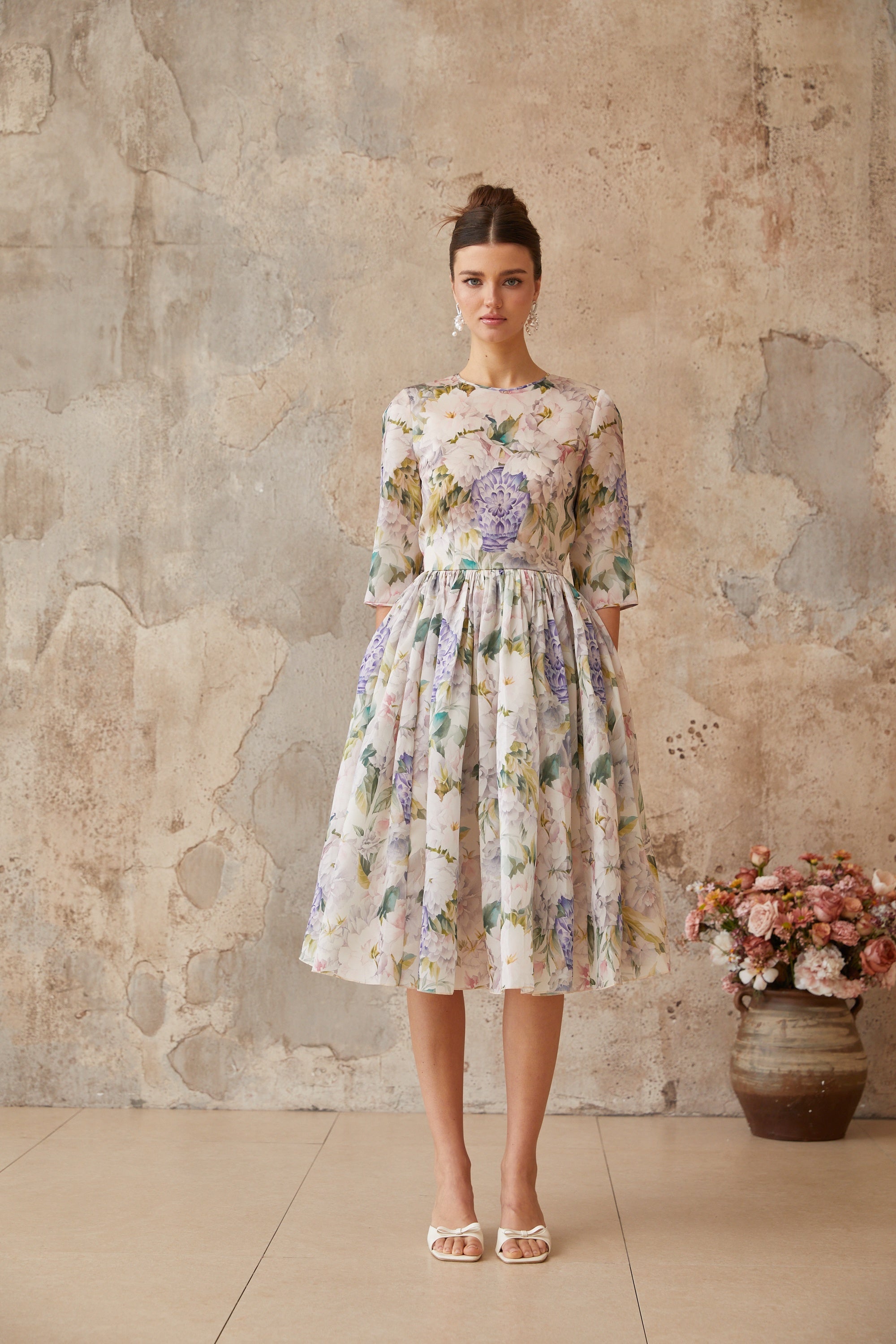 Lydie floral-print shirred midi dress