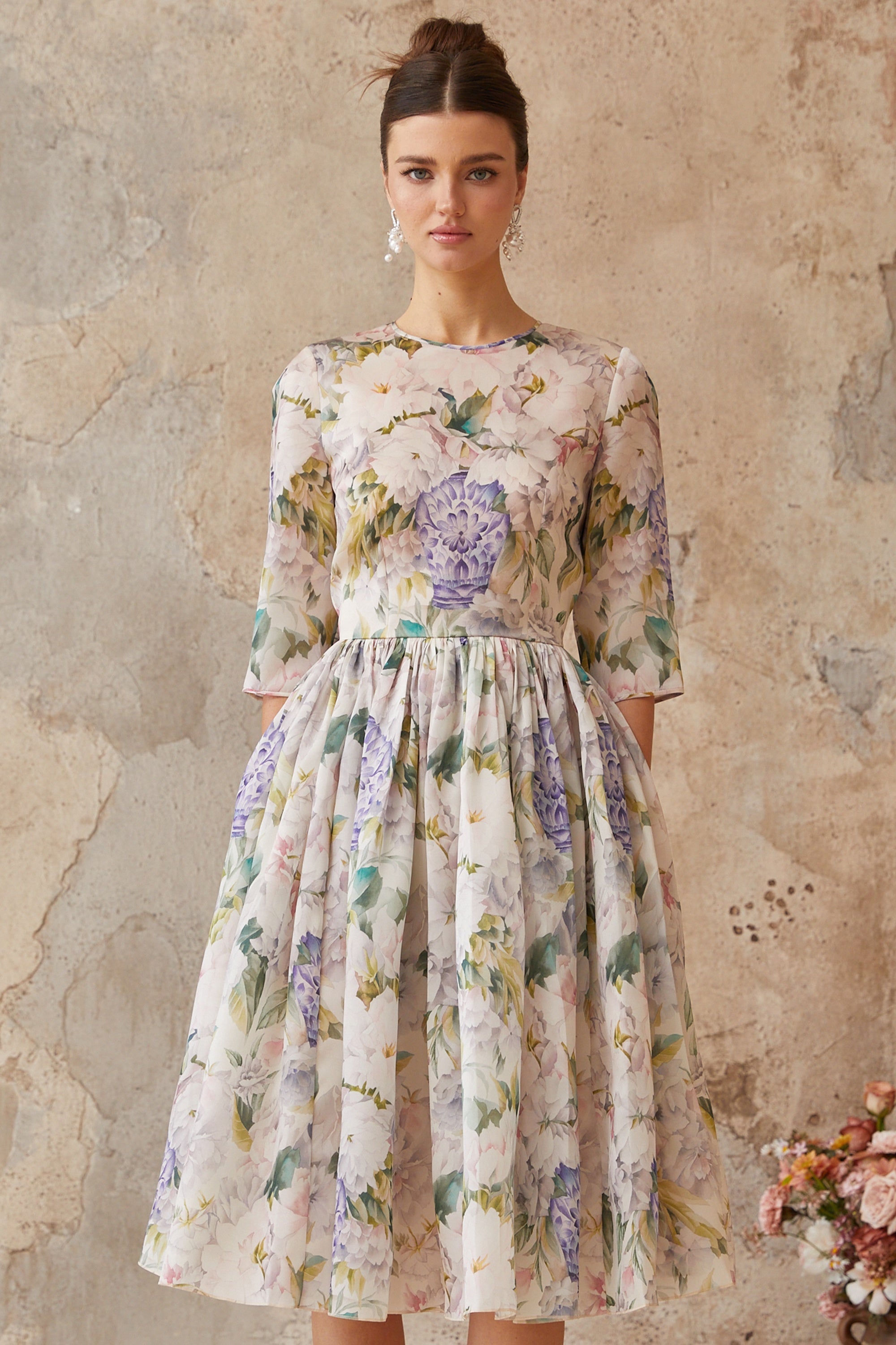 Lydie floral-print shirred midi dress