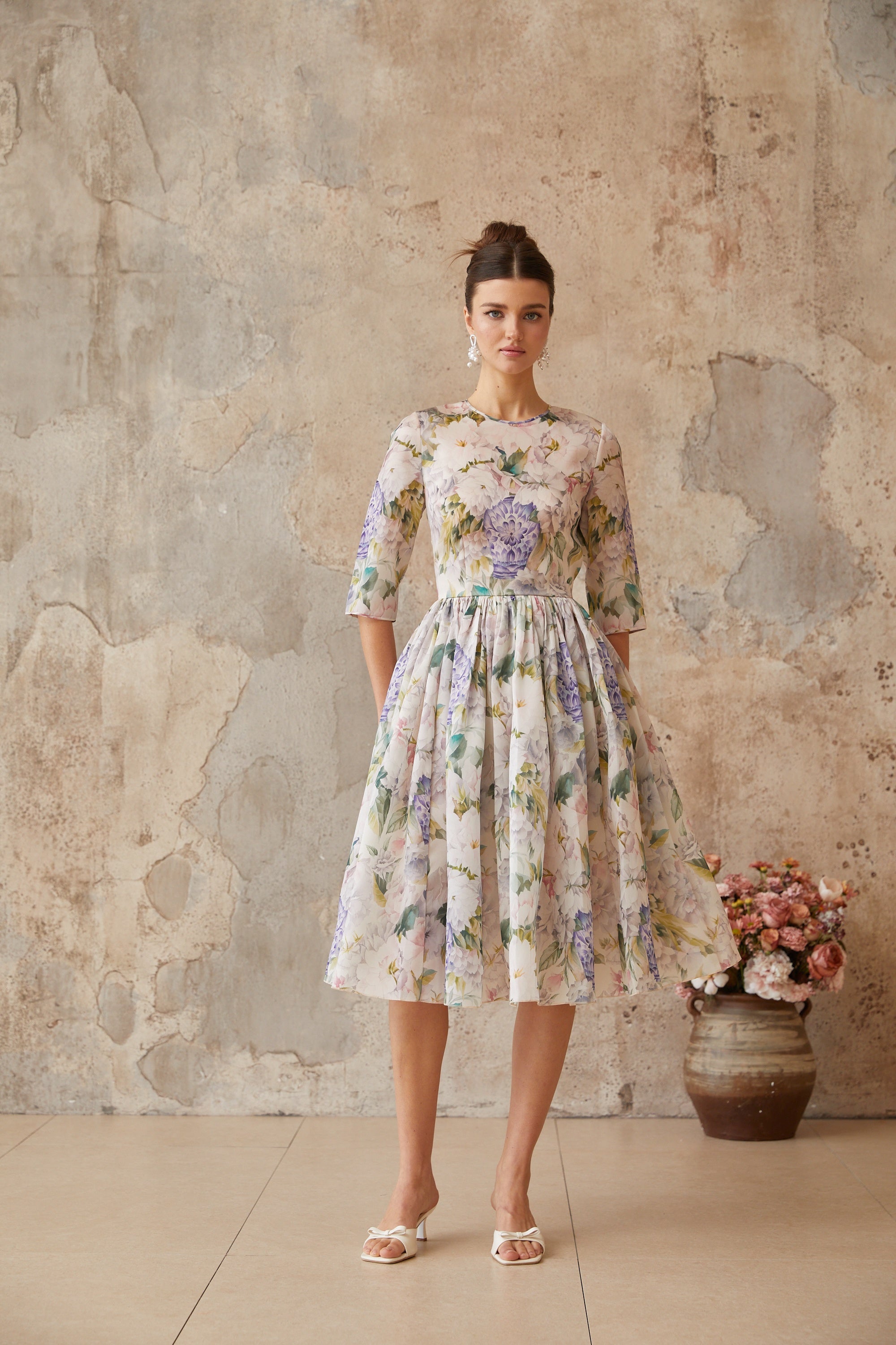 Lydie floral-print shirred midi dress