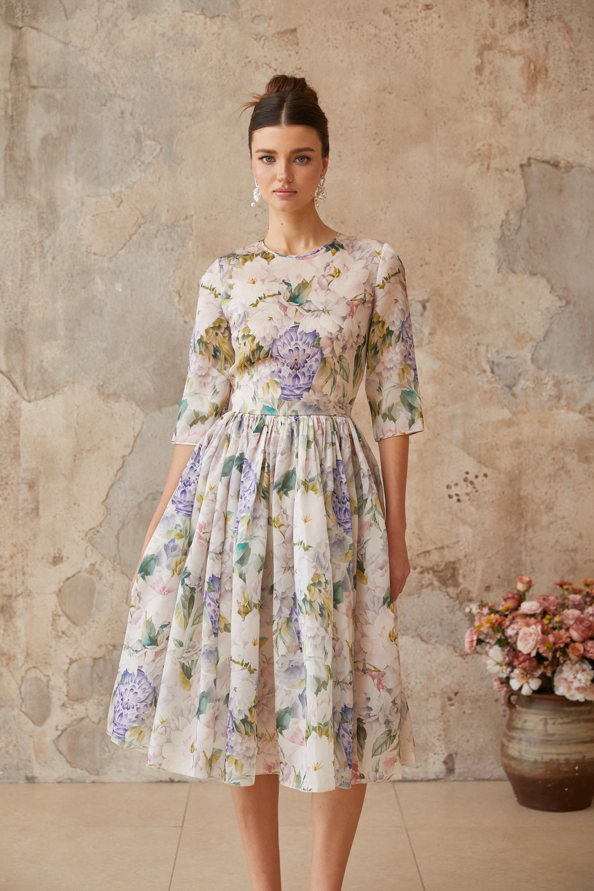 Lydie floral-print shirred midi dress