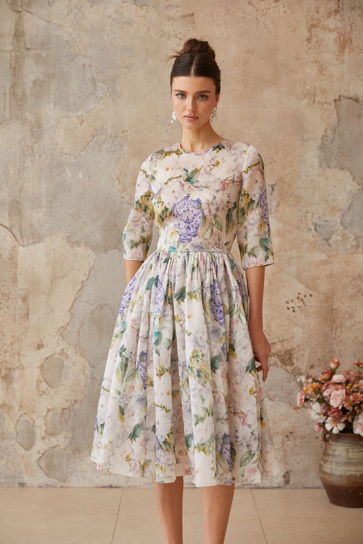Lydie floral-print shirred midi dress