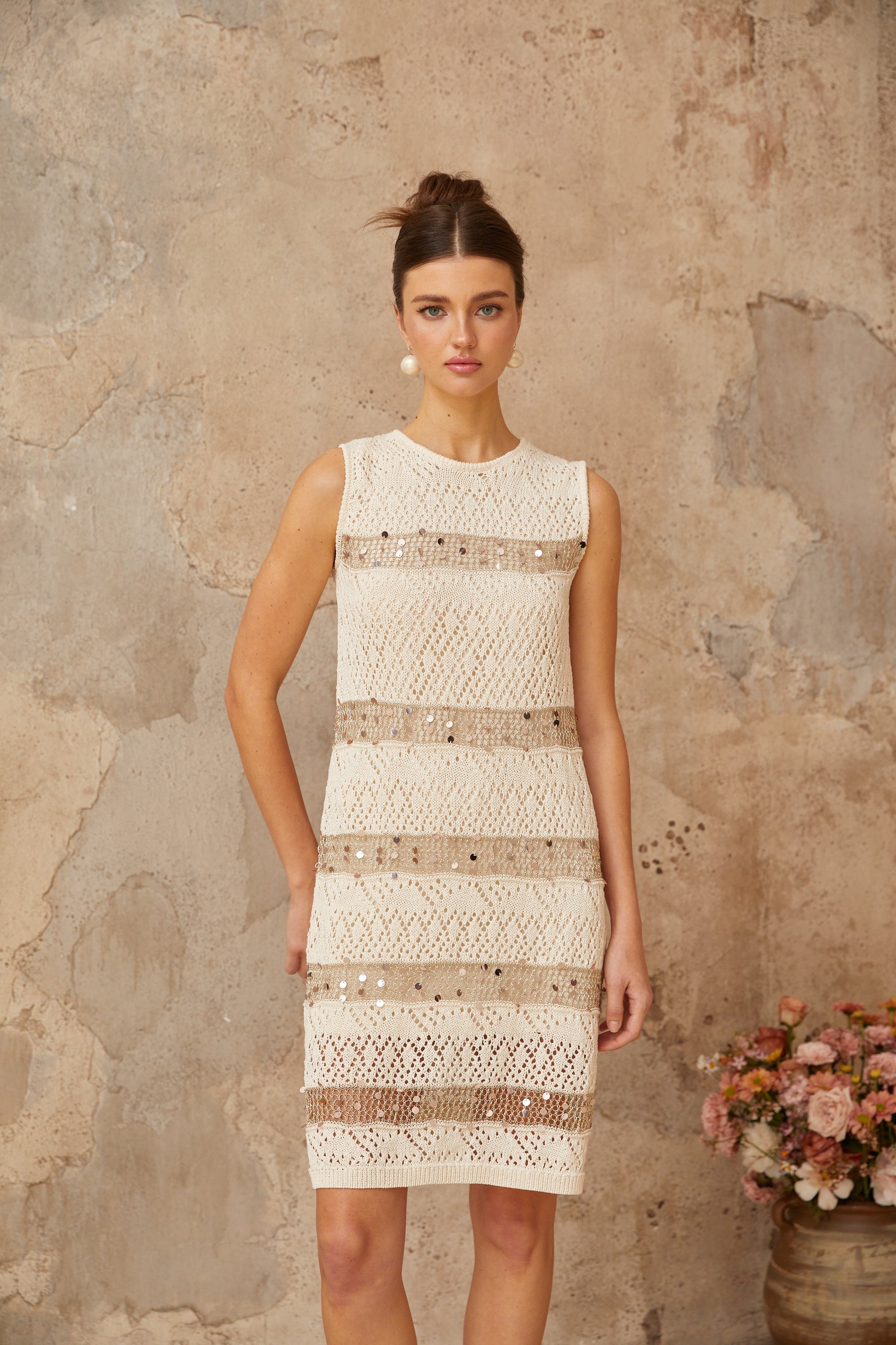 Colette off-white sequined crochet-knit mini dress (Final Sale-US Only)
