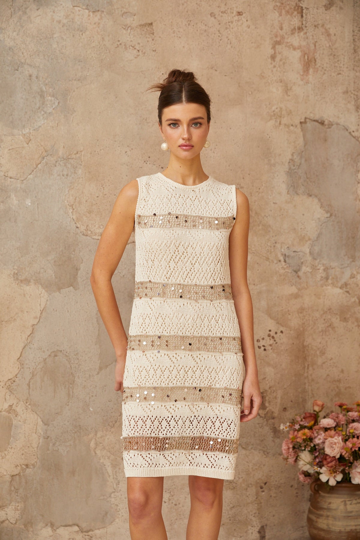 Colette off-white sequined crochet-knit mini dress (Final Sale-US Only)