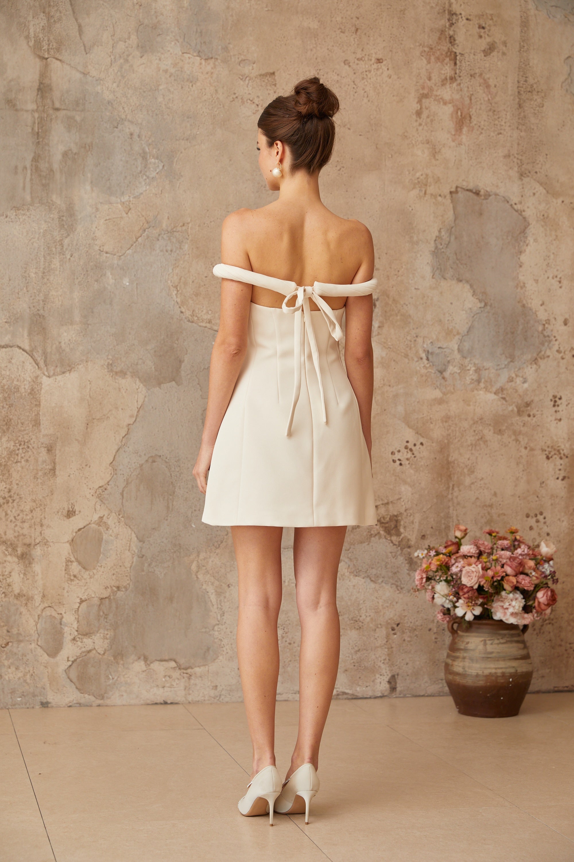 Lecollet white braid-detail puff mini dress (Final Sale-US Only)