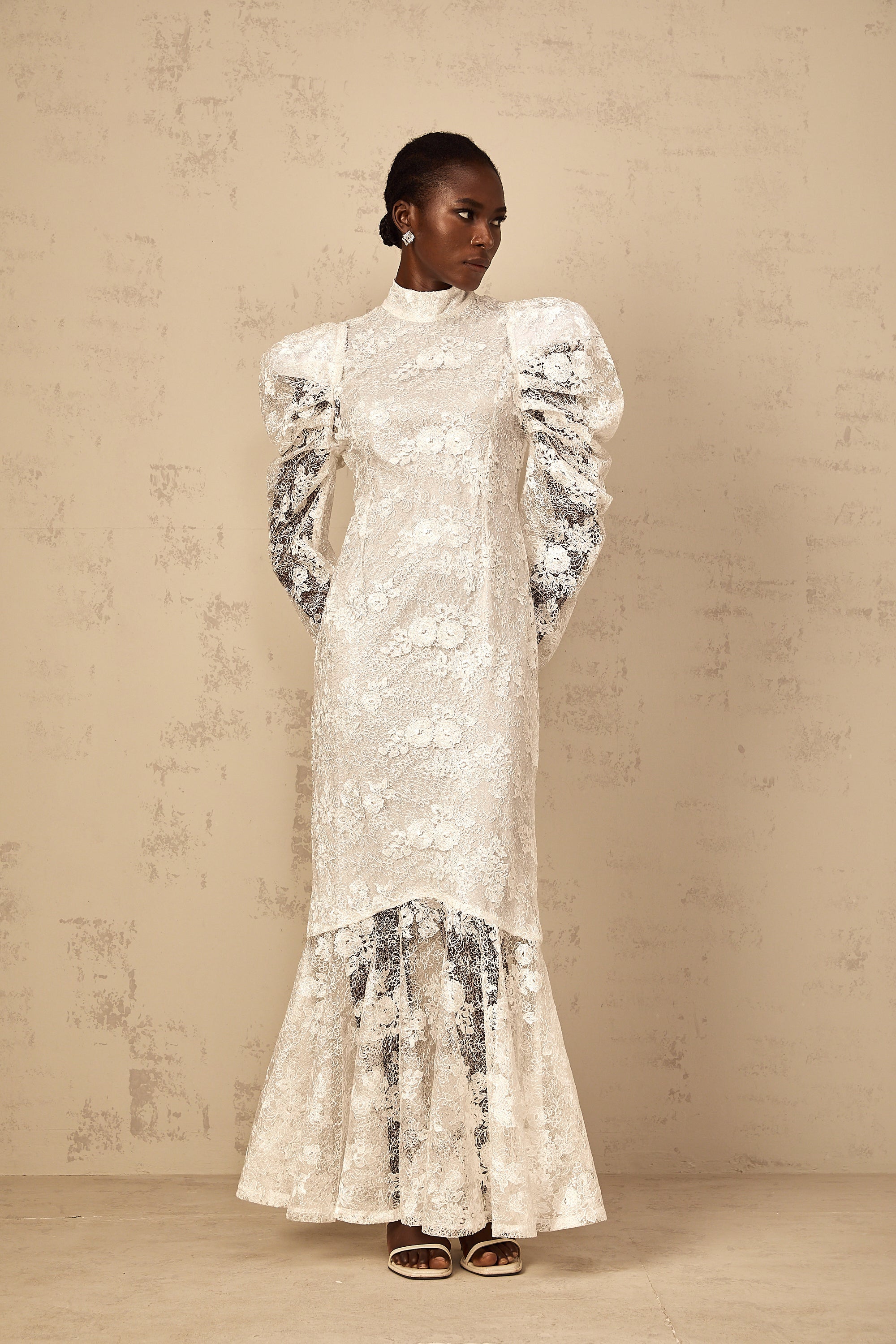 Pauline White Floral Lace Mermaid Maxi Dress