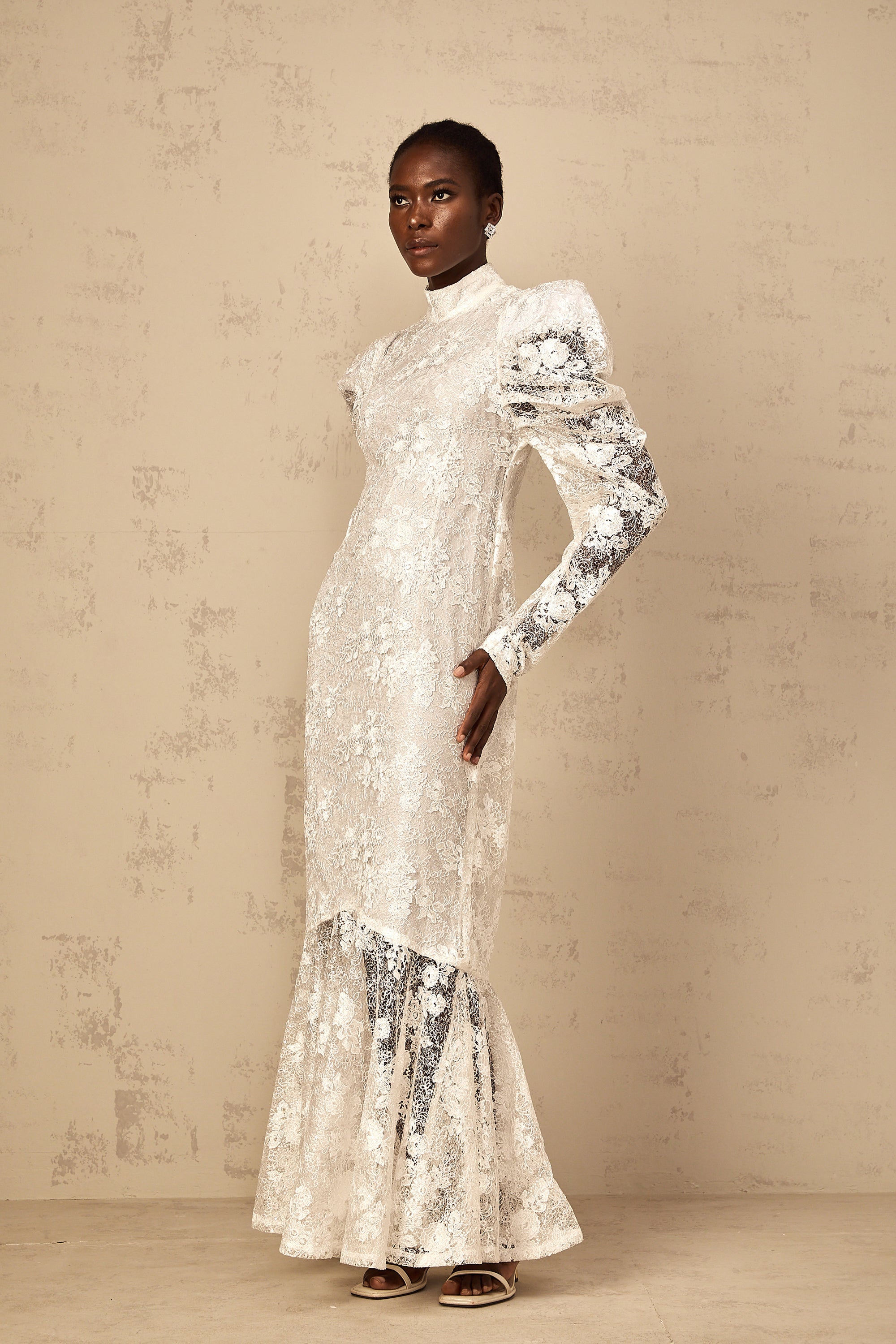 Pauline White Floral Lace Mermaid Maxi Dress