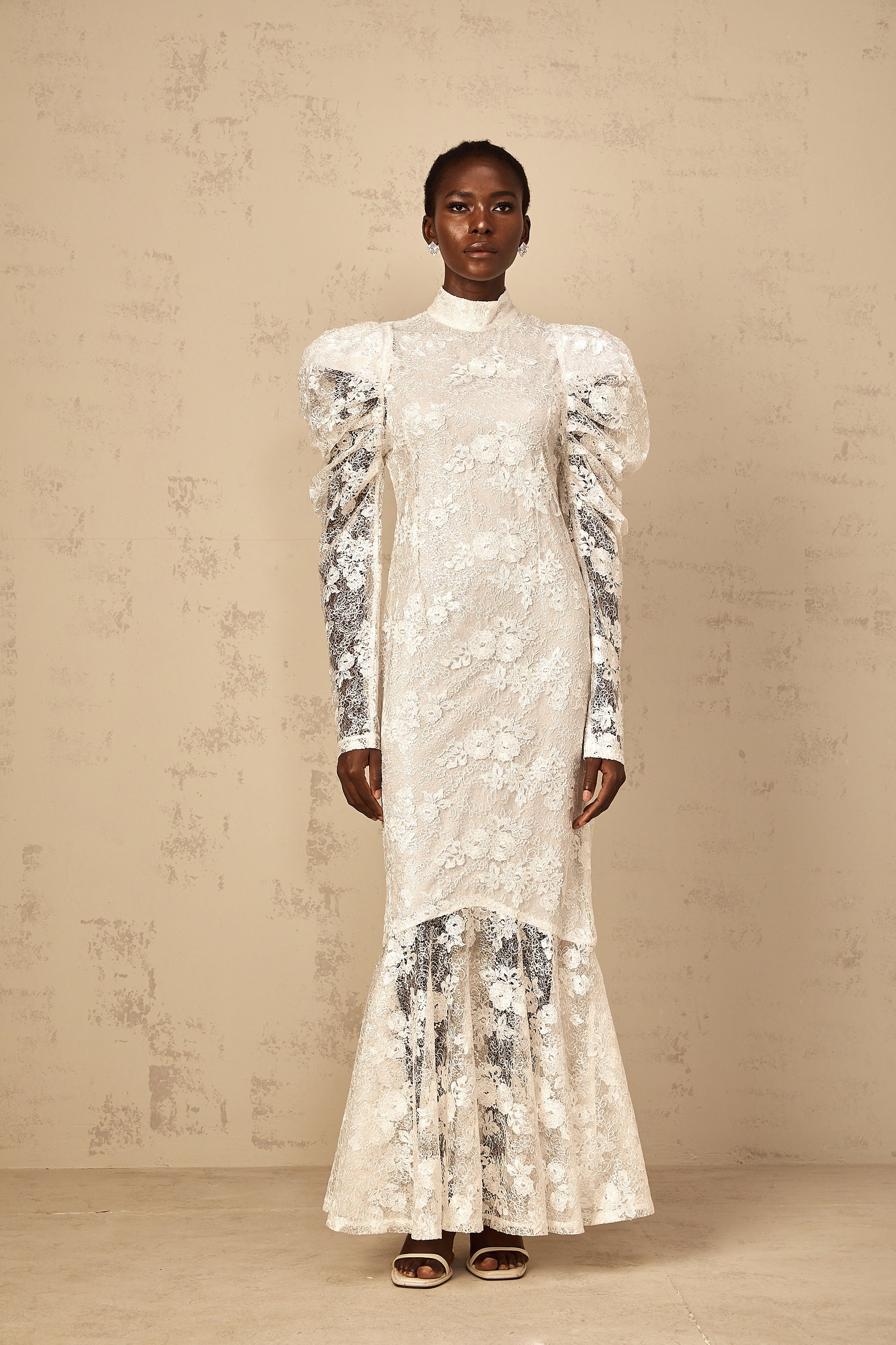 Pauline White Floral Lace Mermaid Maxi Dress