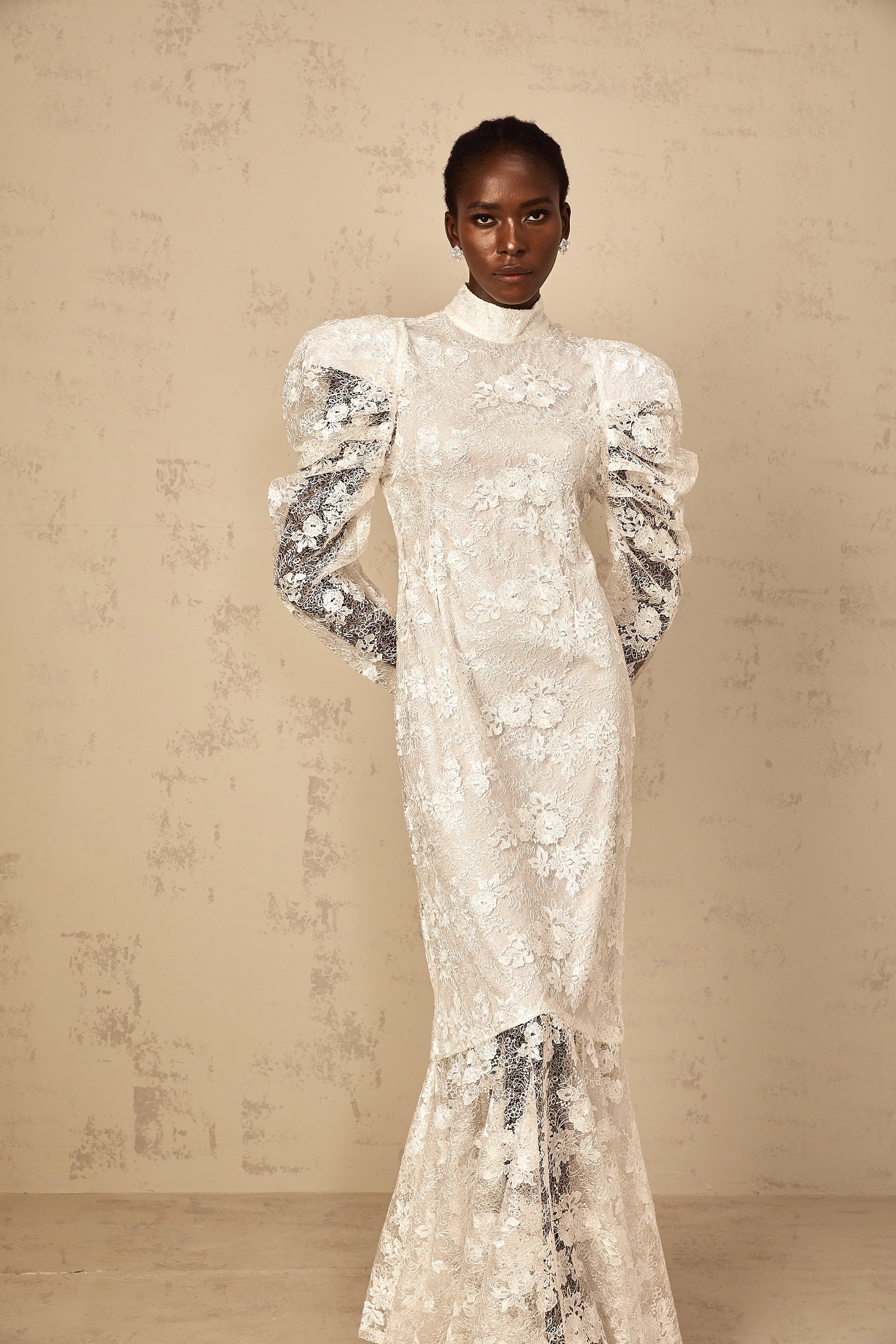 Pauline White Floral Lace Mermaid Maxi Dress