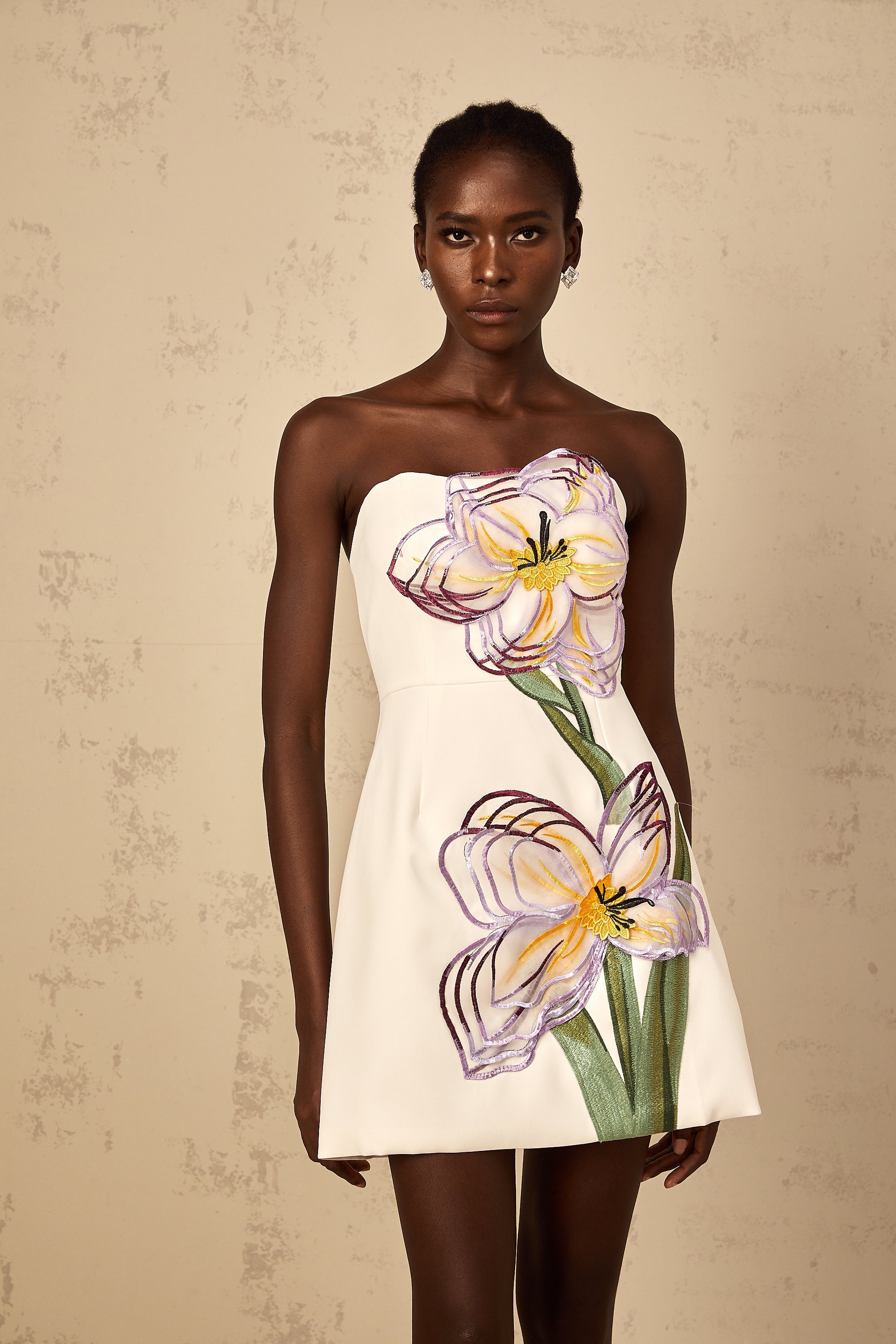 Irène White Off-Shoulder Sequin Floral Embroidered Mini Dress (Final Sale-US Only)