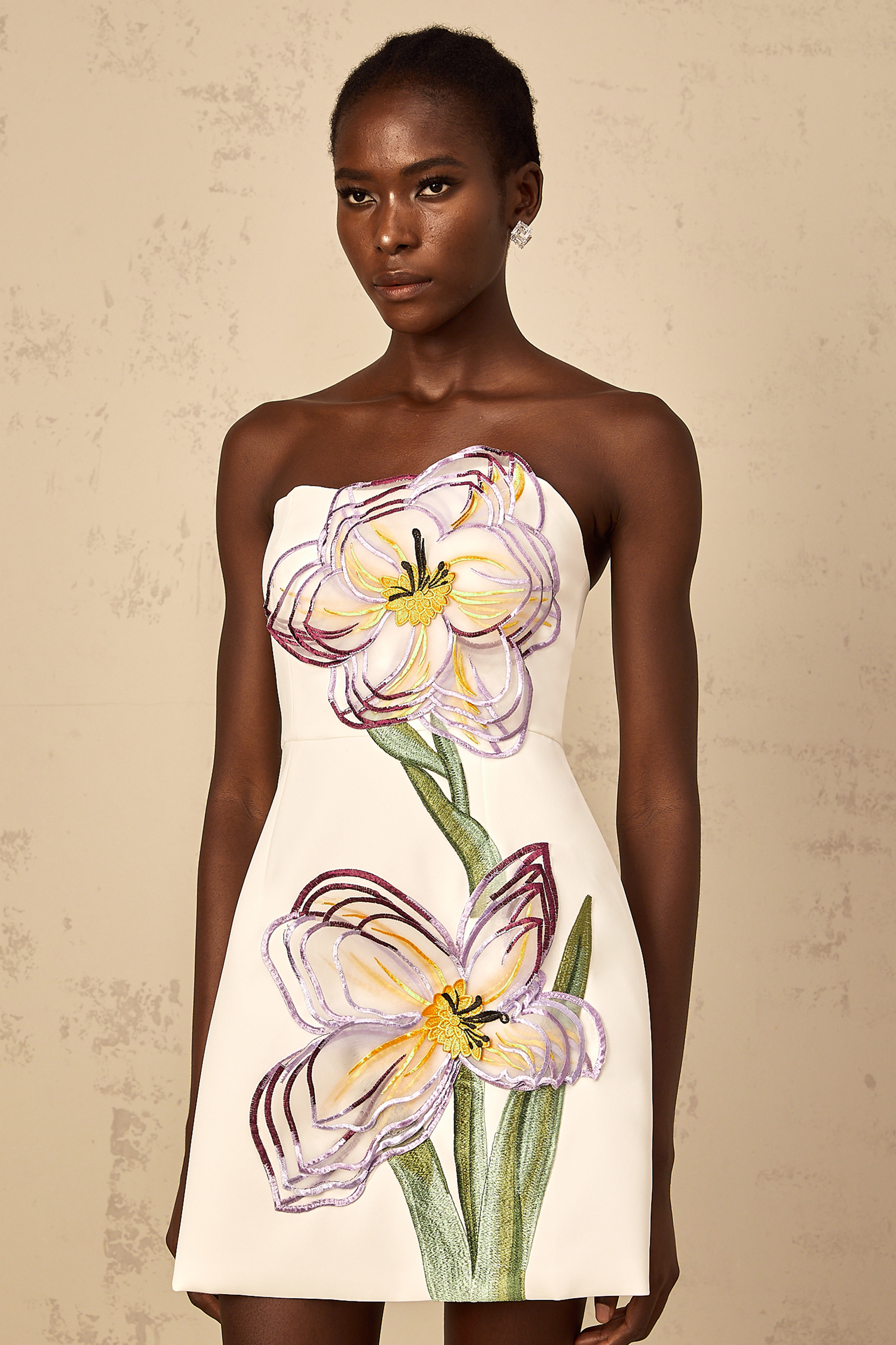 Irène White Off-Shoulder Sequin Floral Embroidered Mini Dress (Final Sale-US Only)