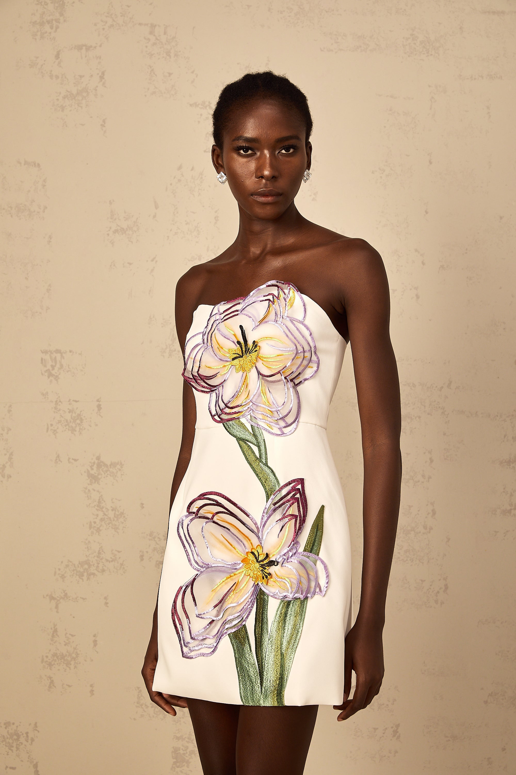 Irène White Off-Shoulder Sequin Floral Embroidered Mini Dress (Final Sale-US Only)