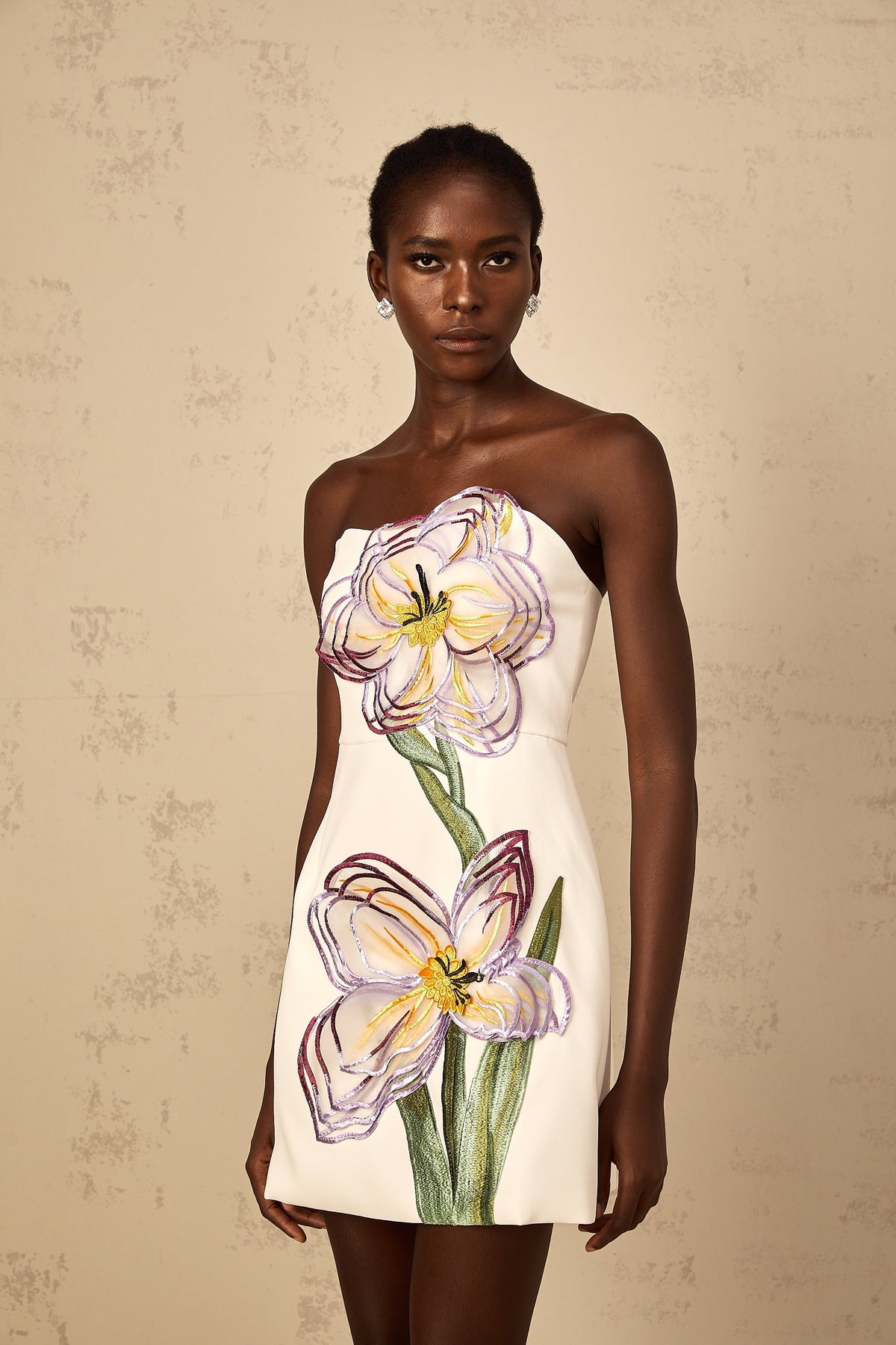 Irène White Off-Shoulder Sequin Floral Embroidered Mini Dress (Final Sale-US Only)