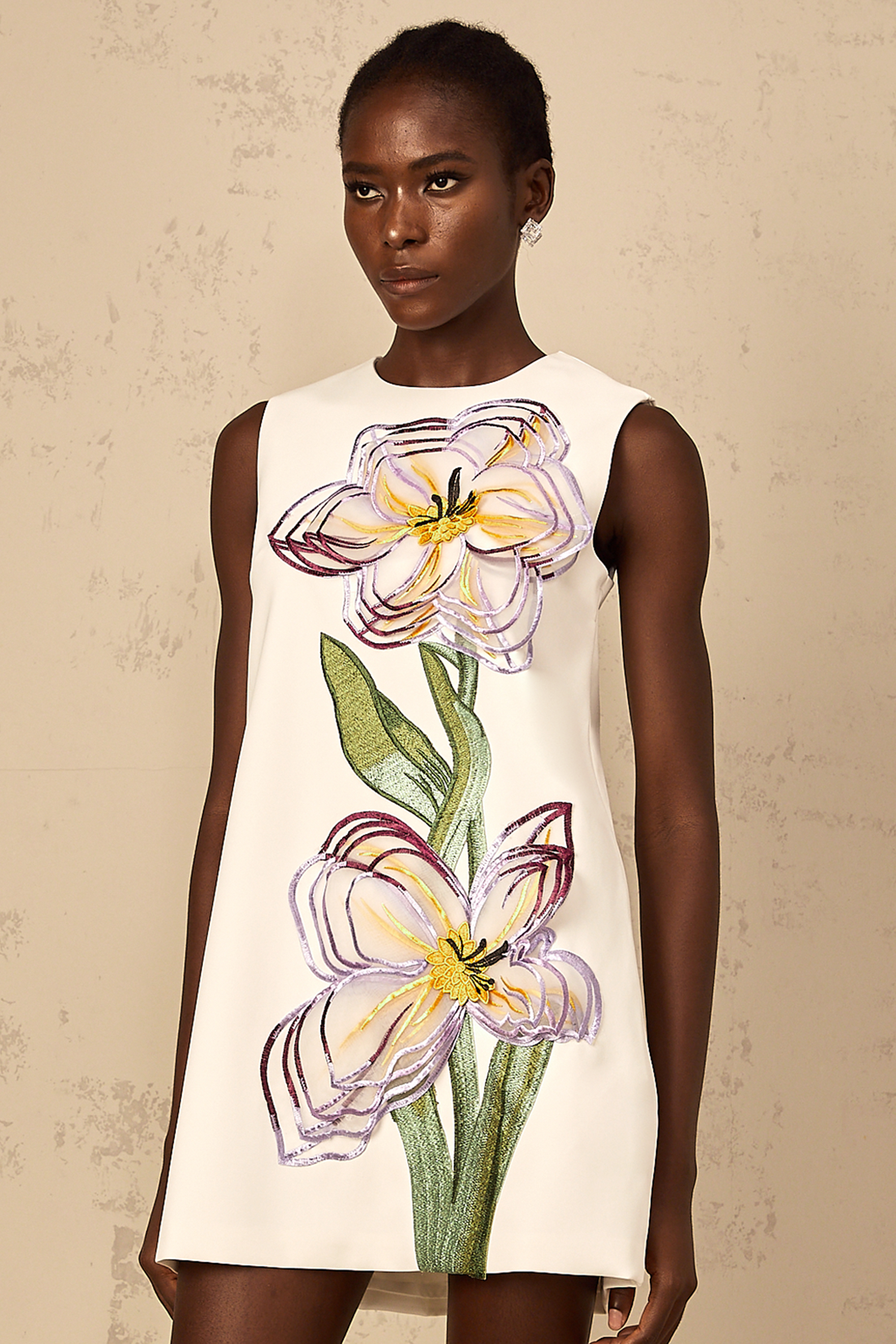 Irène White Sequin Floral Embroidered Mini Dress (Final Sale-US Only)