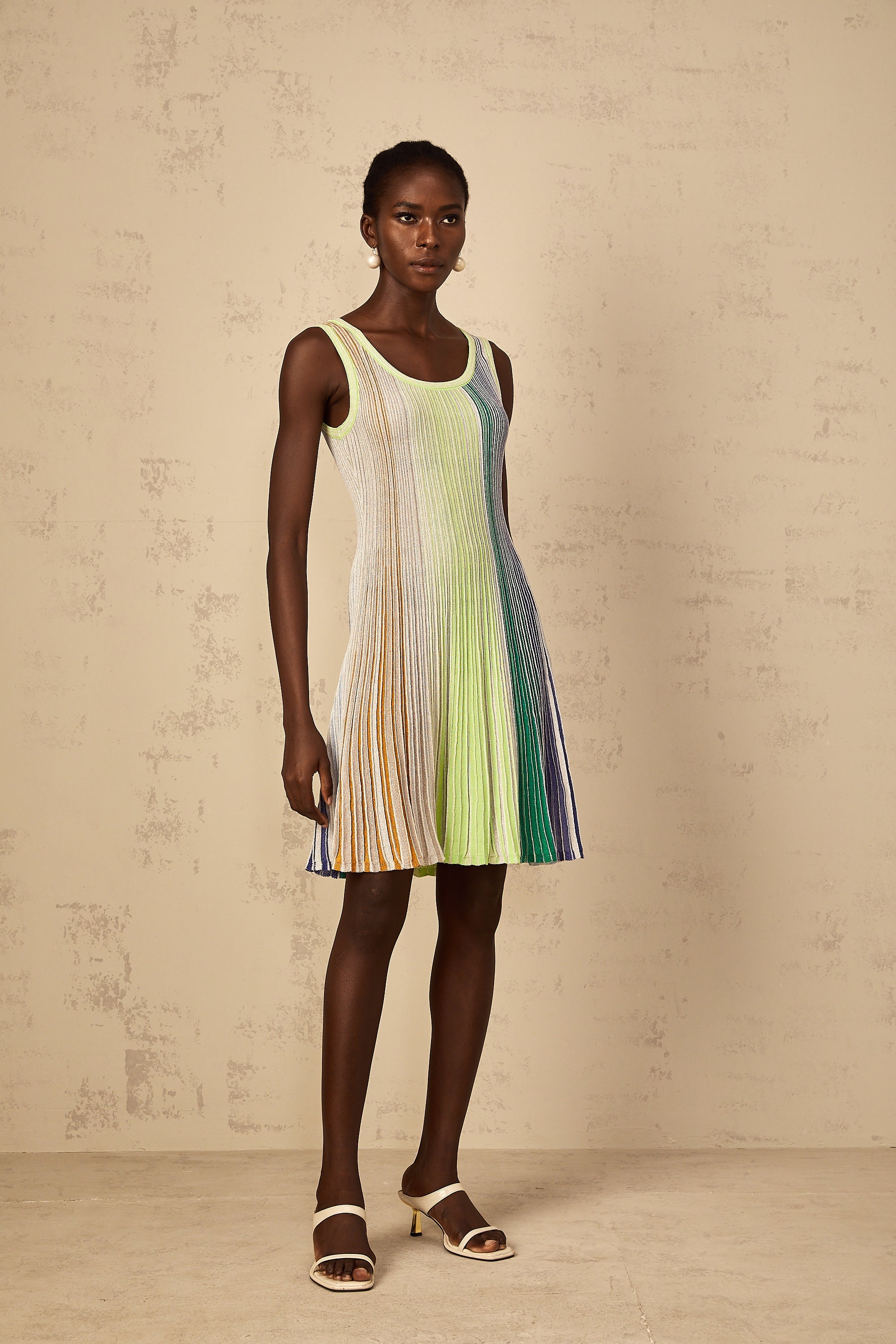 Amaryllis Green Sequin Striped Knit Mini Dress (Final Sale-US Only)
