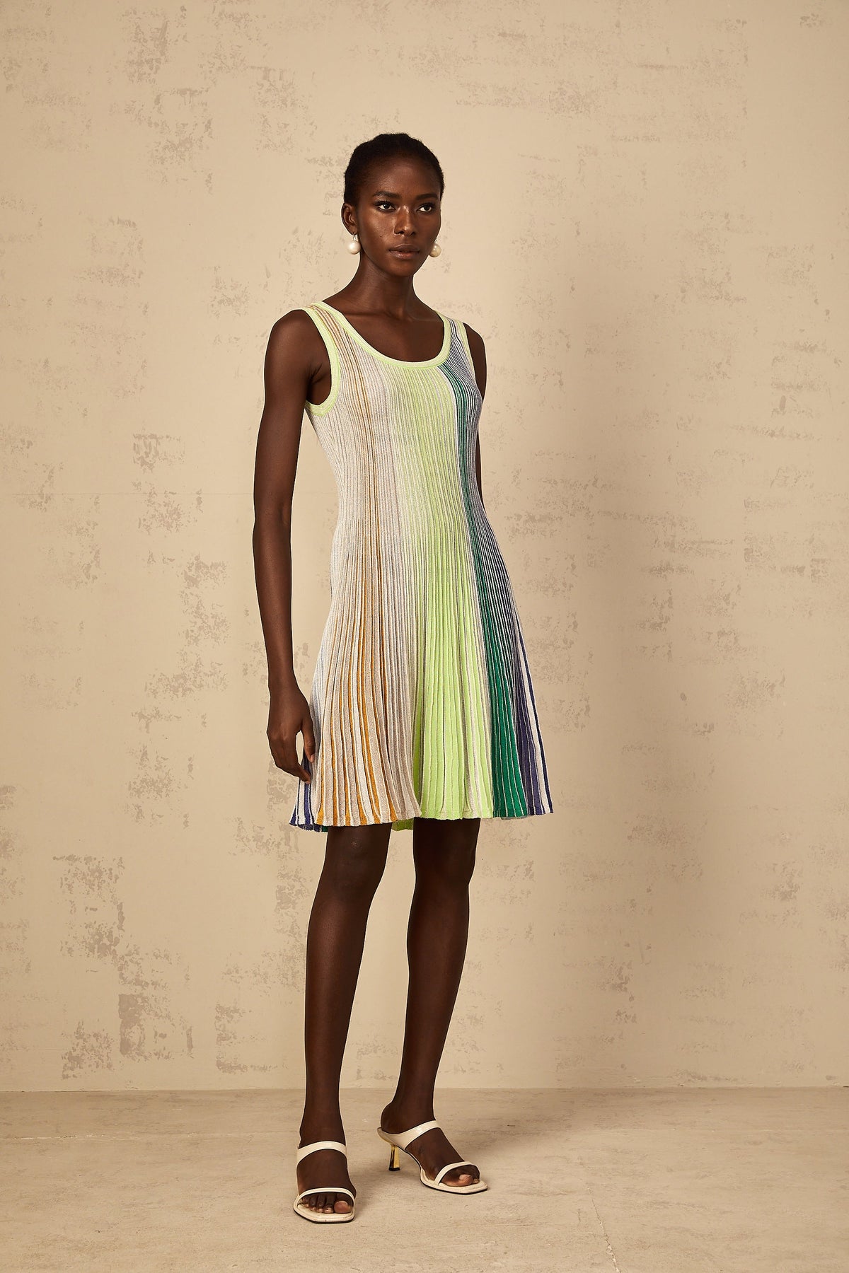 Amaryllis Green Sequin Striped Knit Mini Dress (Final Sale-US Only)