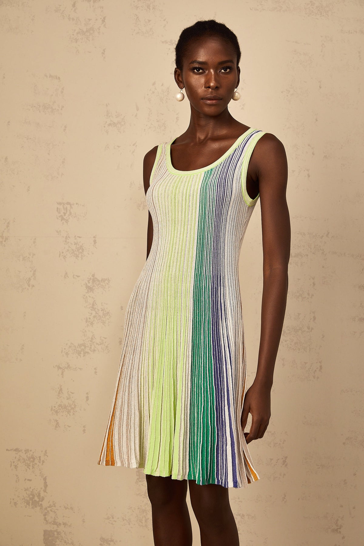 Amaryllis Green Sequin Striped Knit Mini Dress (Final Sale-US Only)