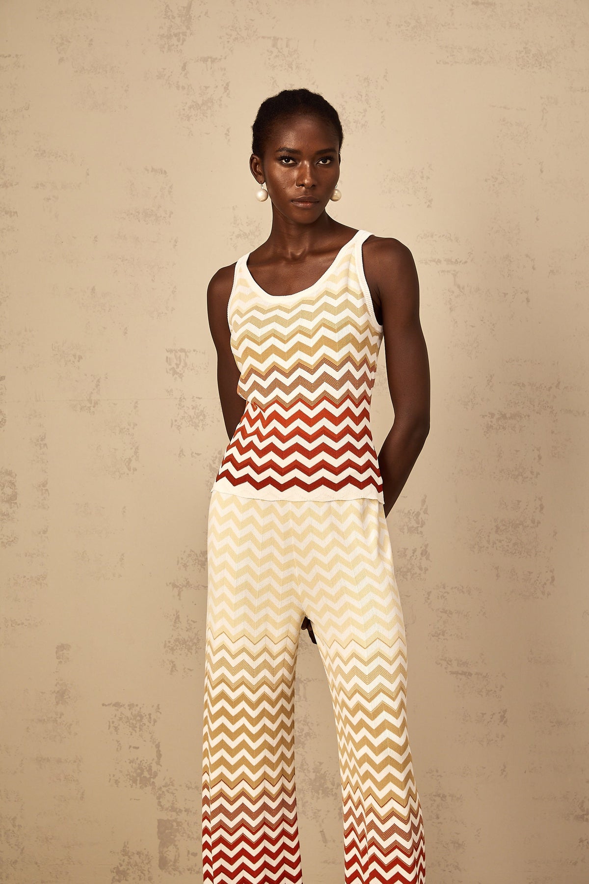 Isabelle Yellow Zigzag Knit Matching Set