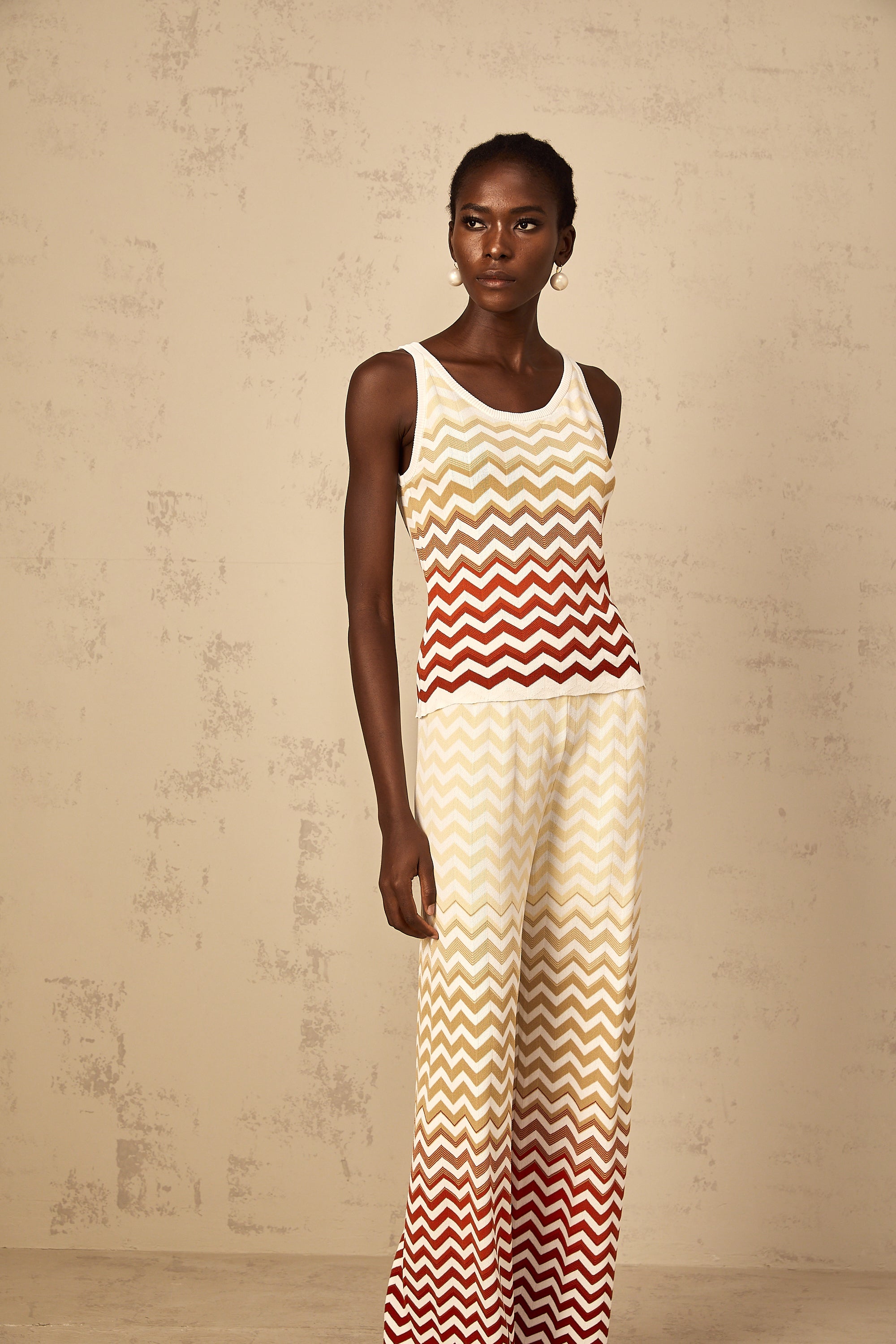 Isabelle Yellow Zigzag Knit Matching Set