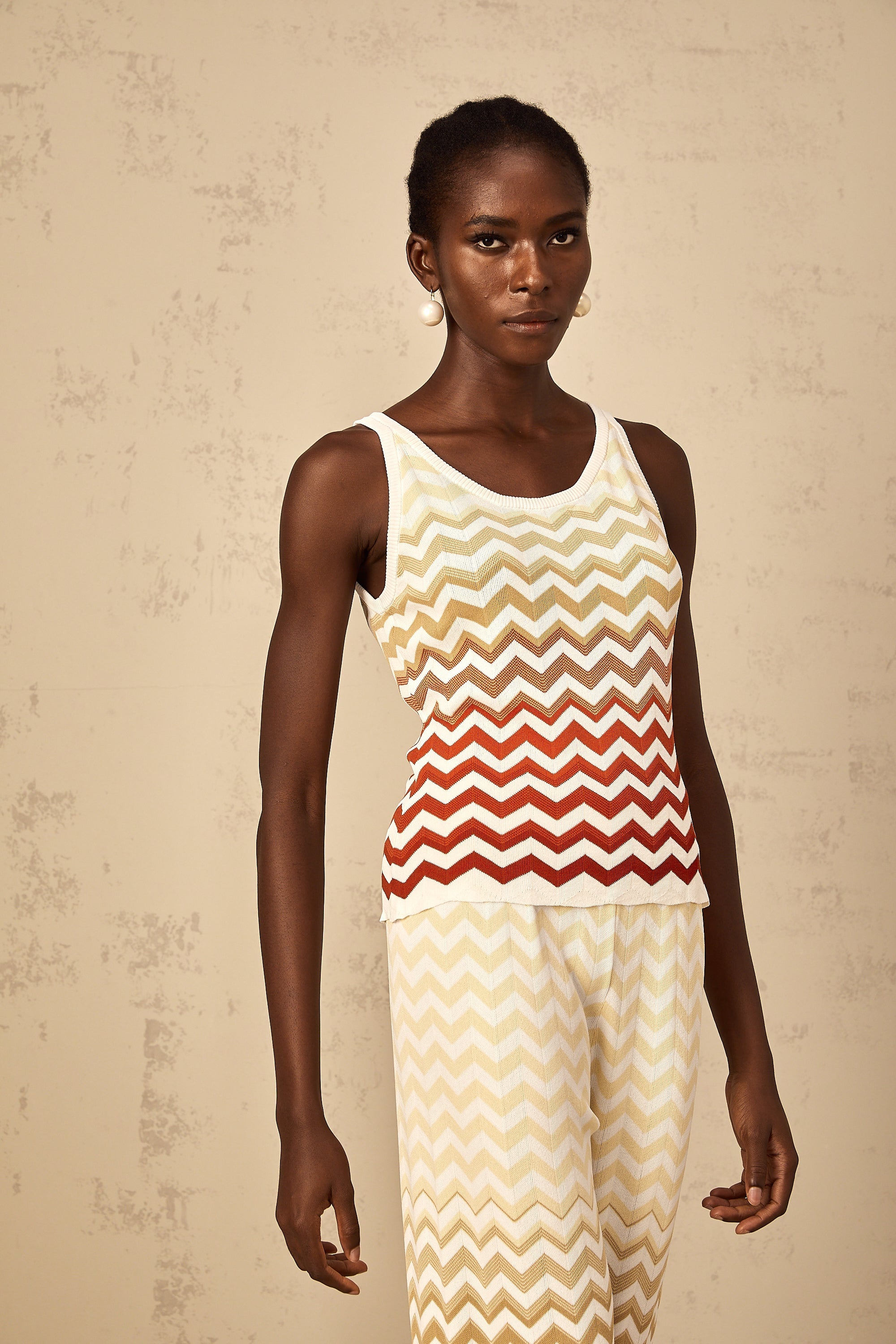 Isabelle Yellow Zigzag Knit Matching Set
