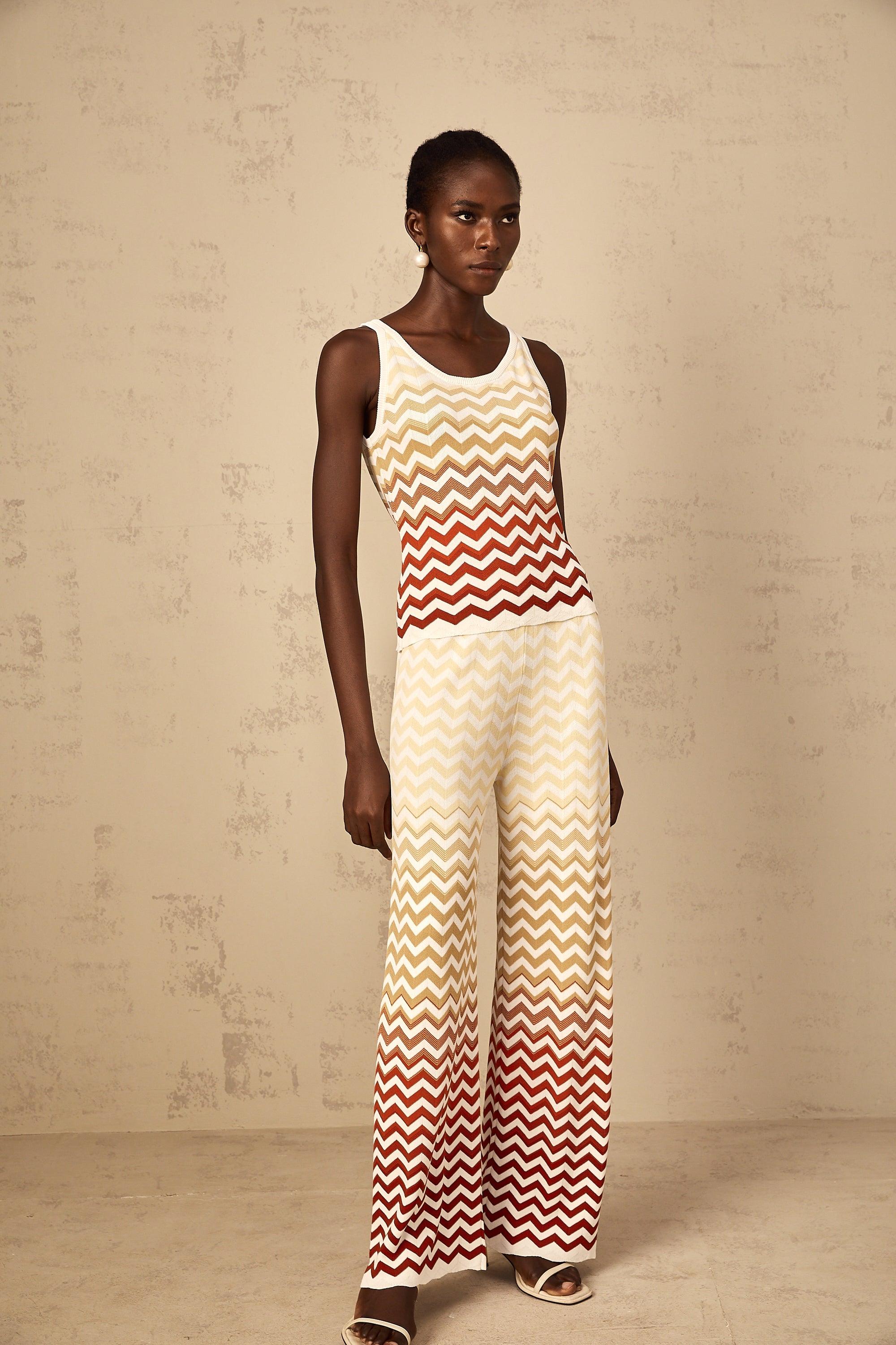 Isabelle Yellow Zigzag Knit Matching Set
