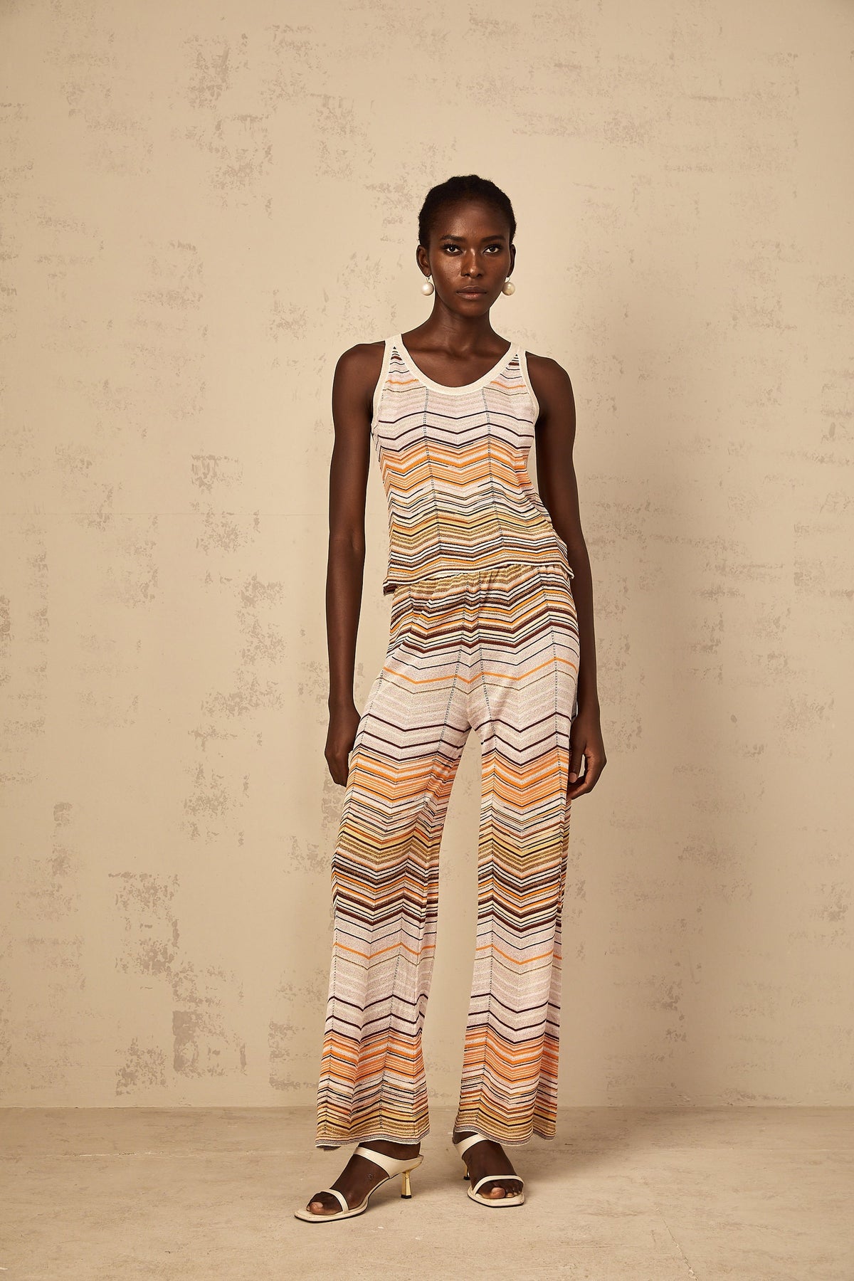 Chloé Neutral Striped Knit Matching Set