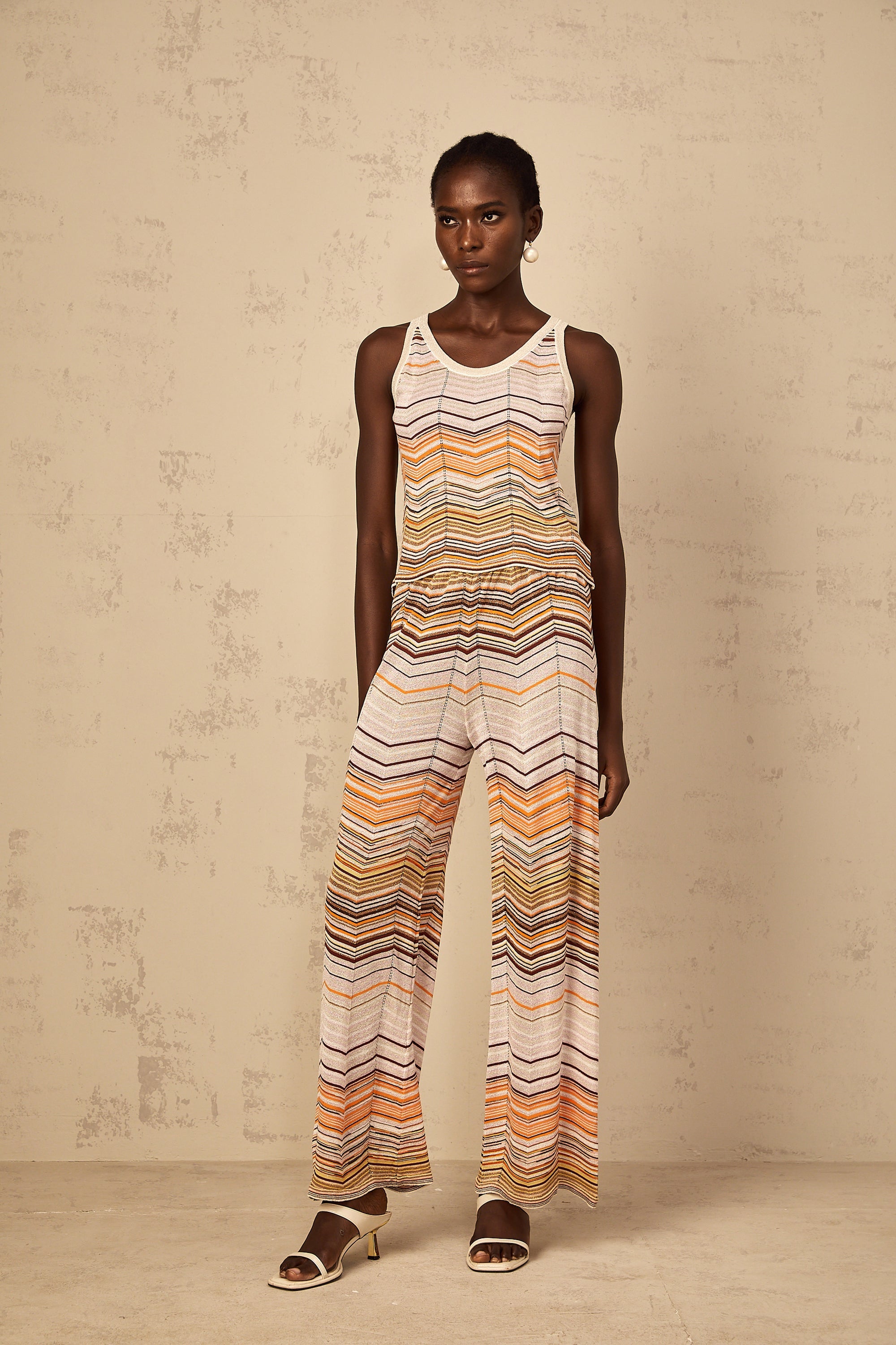 Chloé Neutral Striped Knit Matching Set