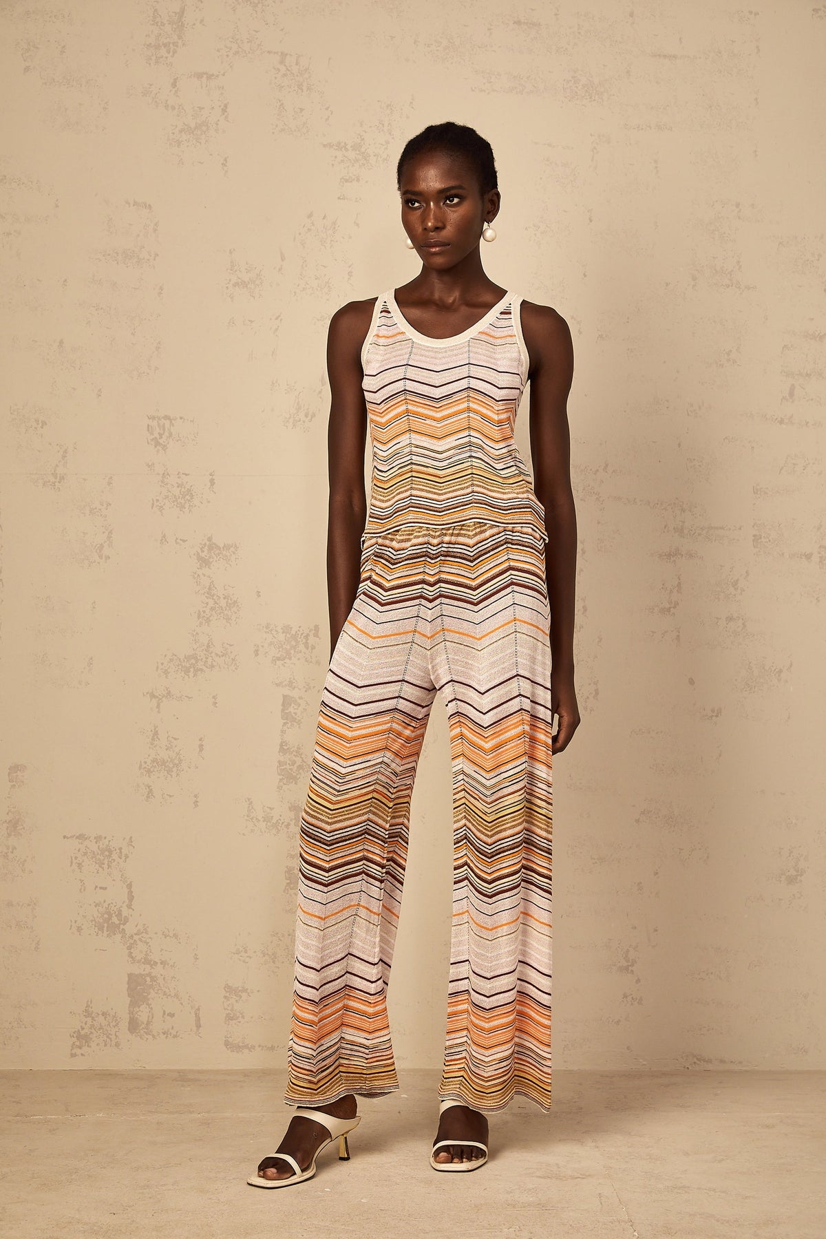Chloé Neutral Striped Knit Matching Set