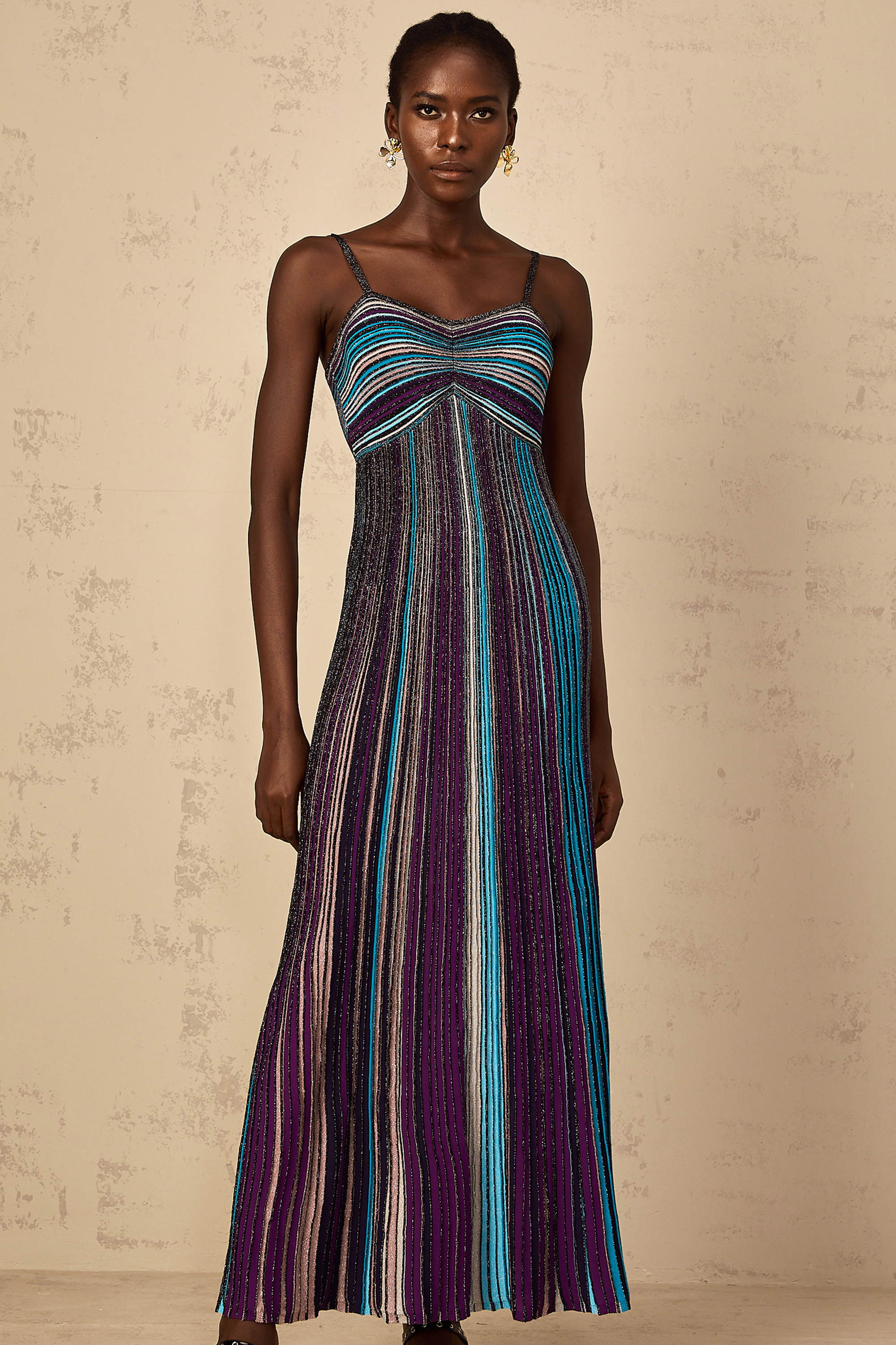 Bruyère Purple Sequin Striped Knit Maxi Dress (Final Sale)