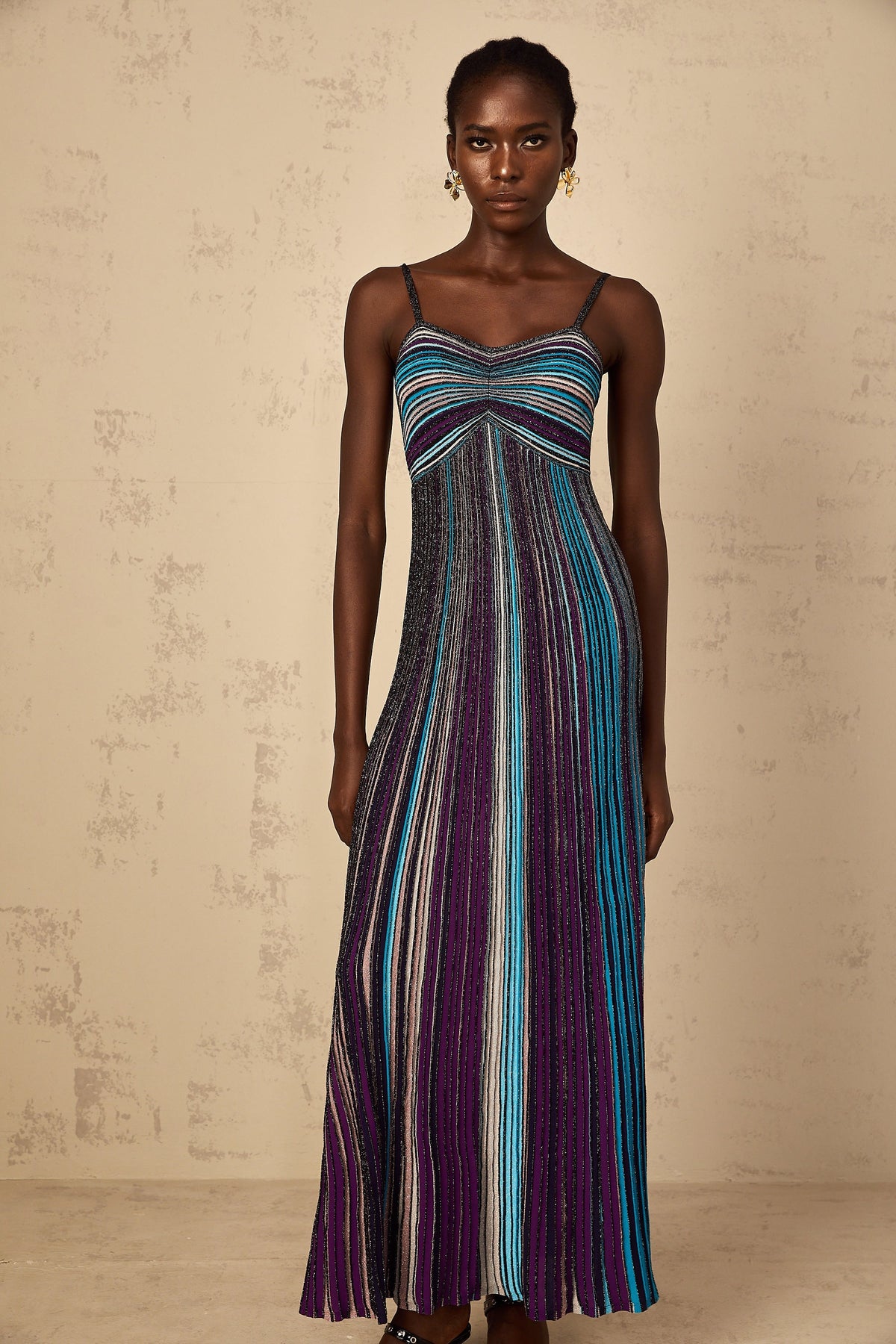 Bruyère Purple Sequin Striped Knit Maxi Dress (Final Sale)