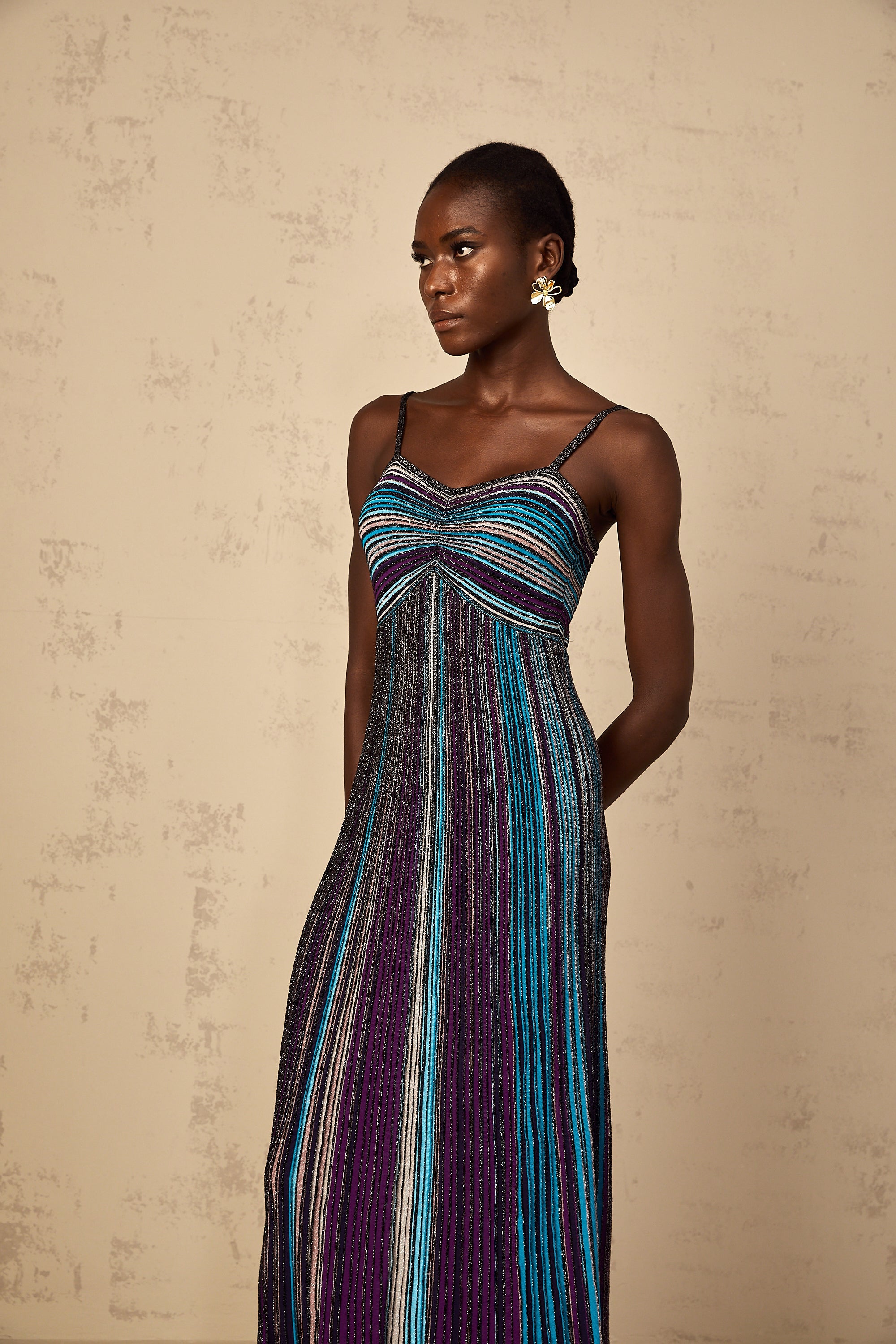 Bruyère Purple Sequin Striped Knit Maxi Dress (Final Sale-US Only)