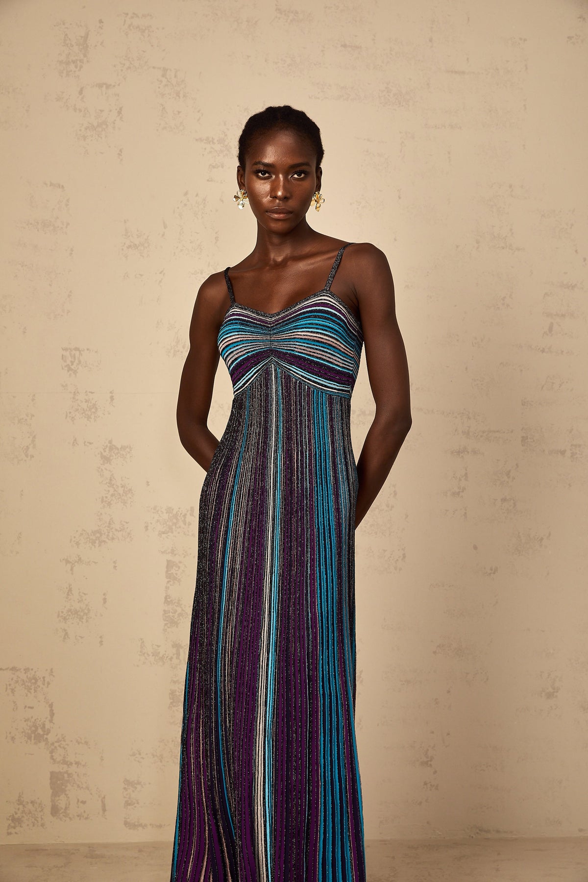 Bruyère Purple Sequin Striped Knit Maxi Dress (Final Sale)