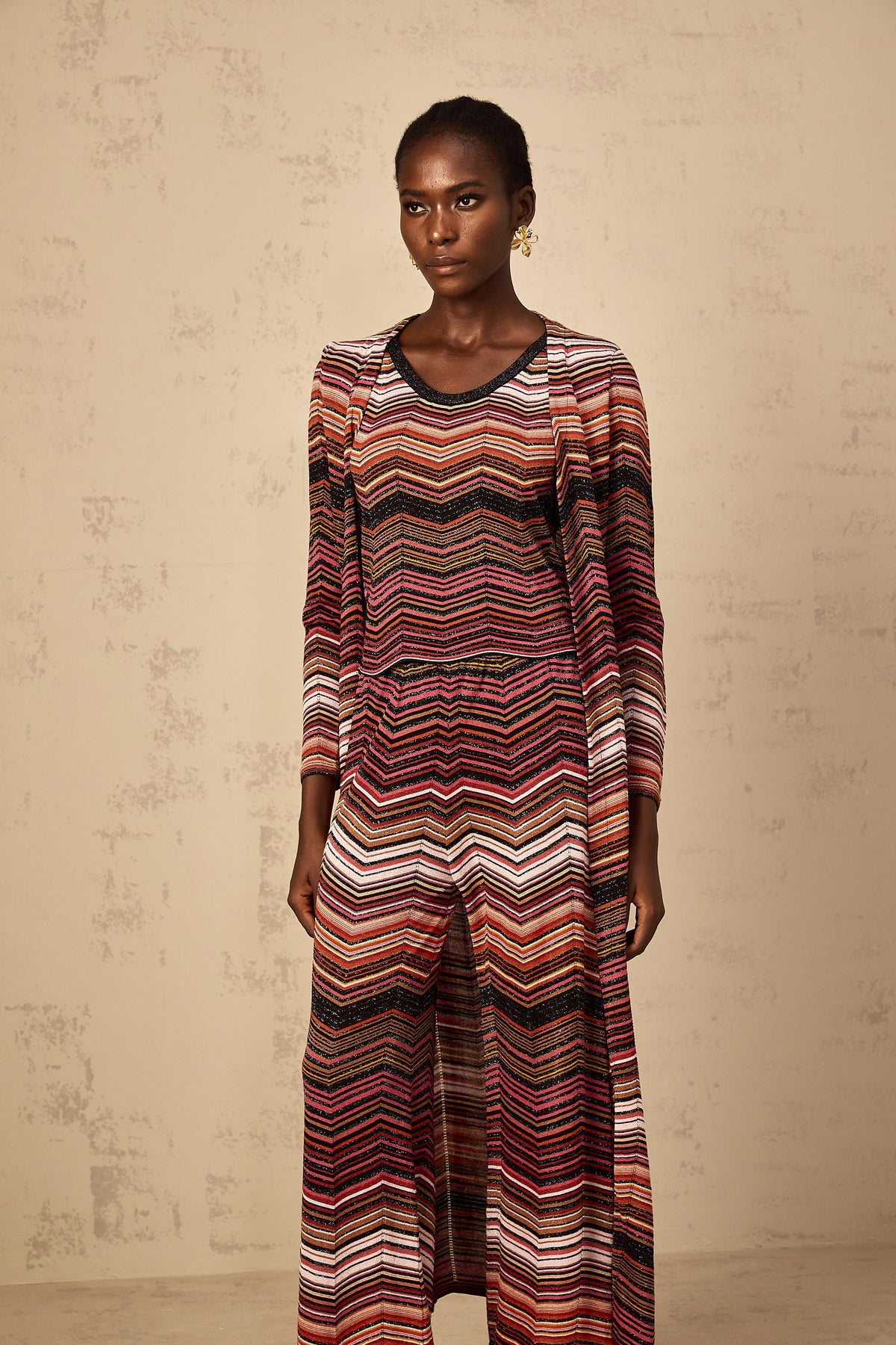Chloé Red Striped Knit Long Cardigan