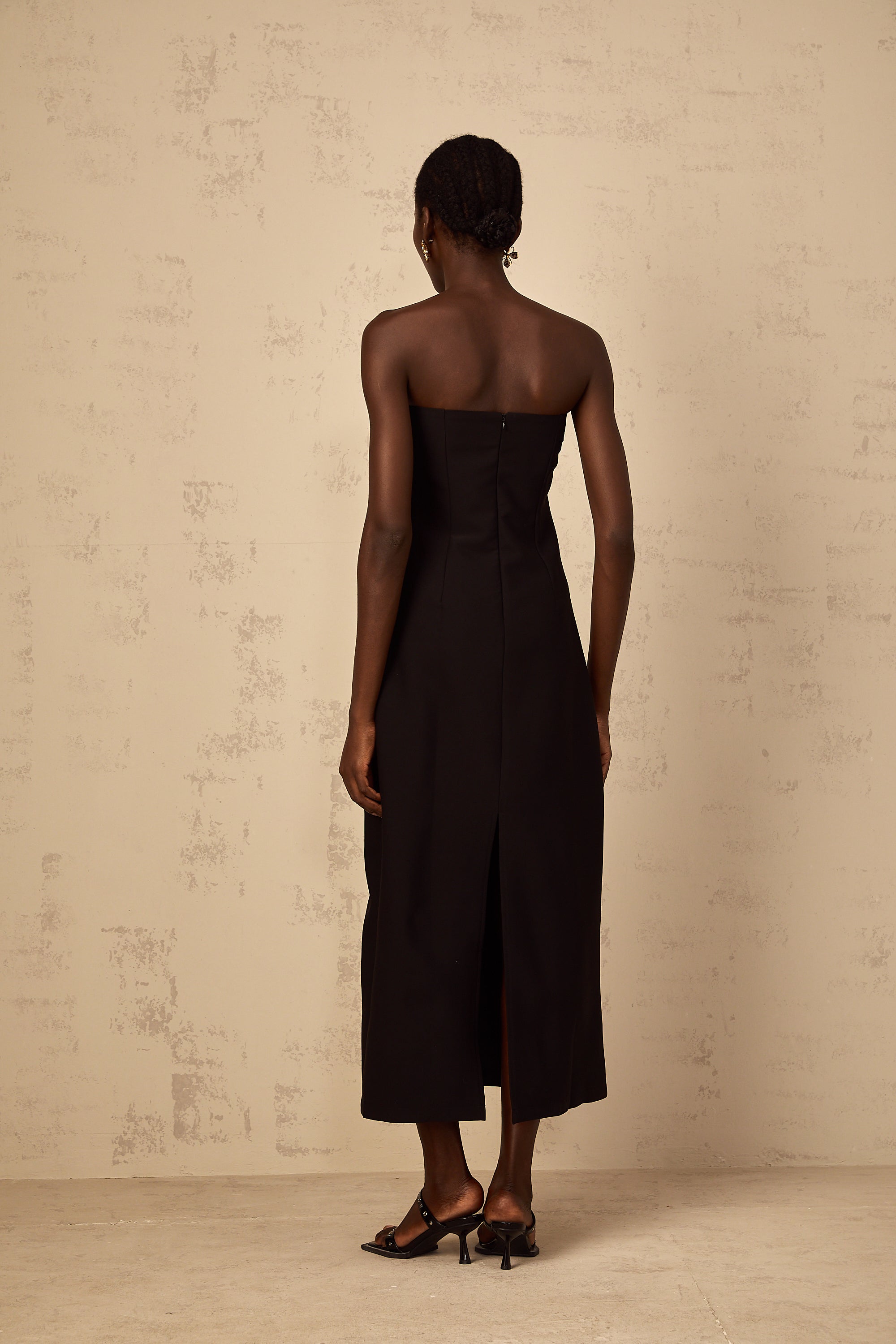 Irène Sequin Embroidered Off-Shoulder Midi Dress in Black