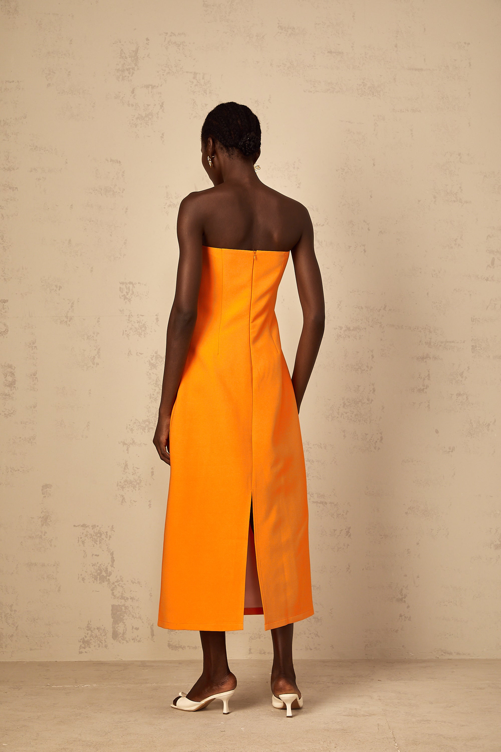 Irène Sequin Embroidered Off-Shoulder Midi Dress in Orange (Final Sale-US Only)