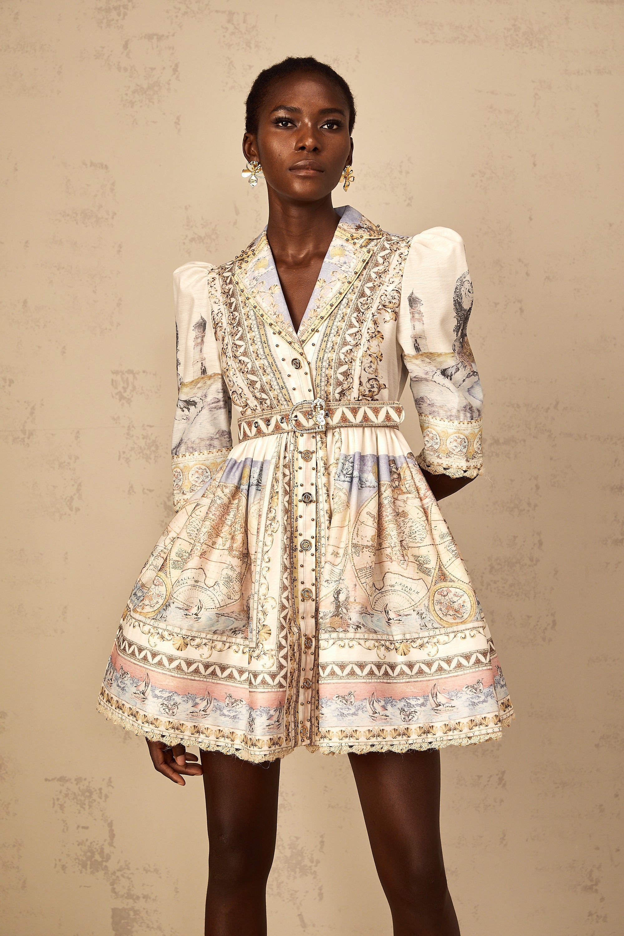Joséphine Classic Belted V-Neck Mini Dress