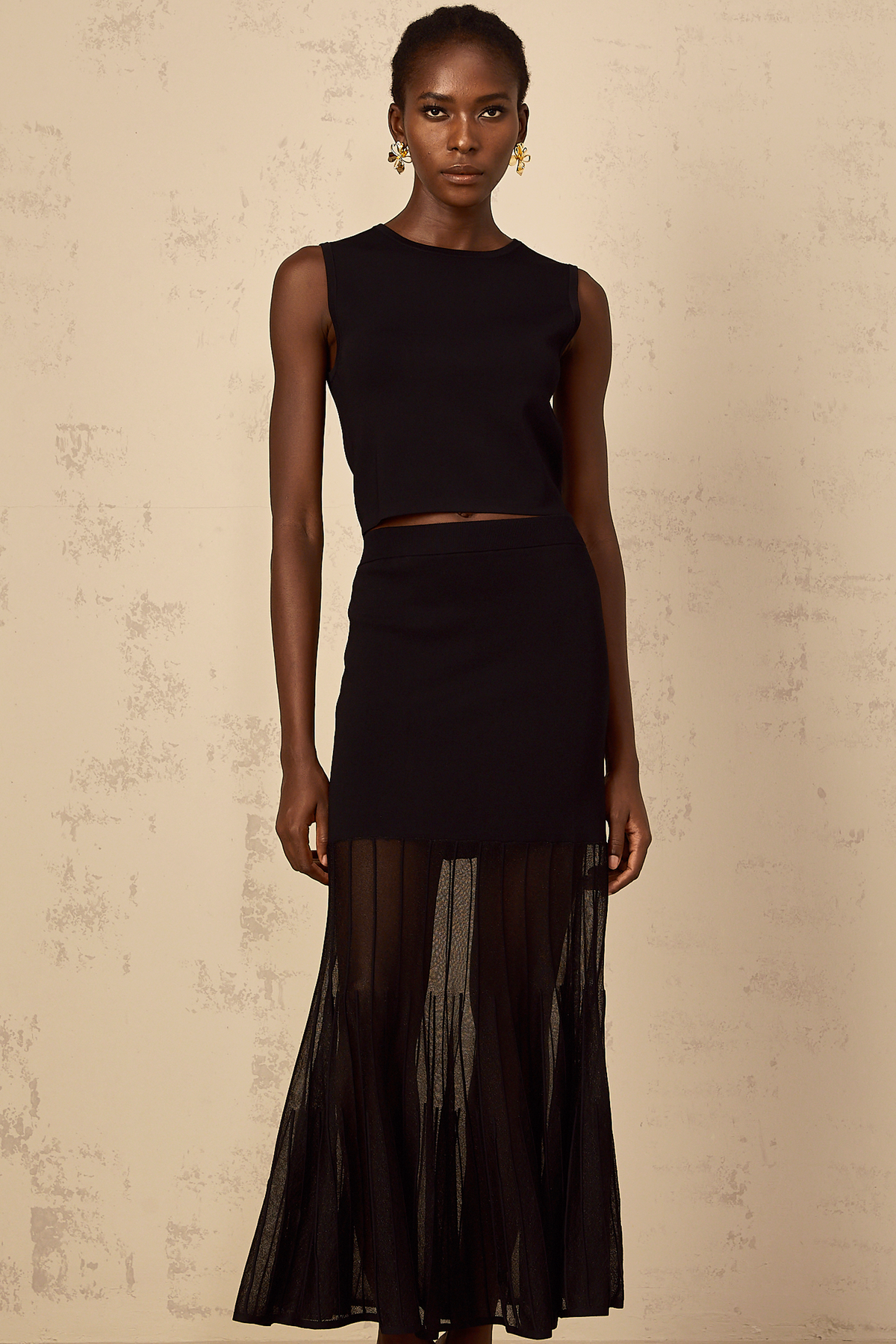 Cerise Black Panelled Fine Knit Matching Set (Final Sale-US Only)
