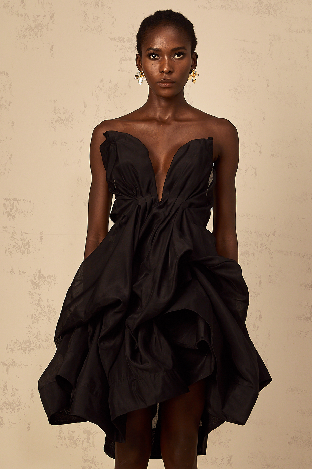 Elida Asymmetrical Pleated Cocktail Mini Dress